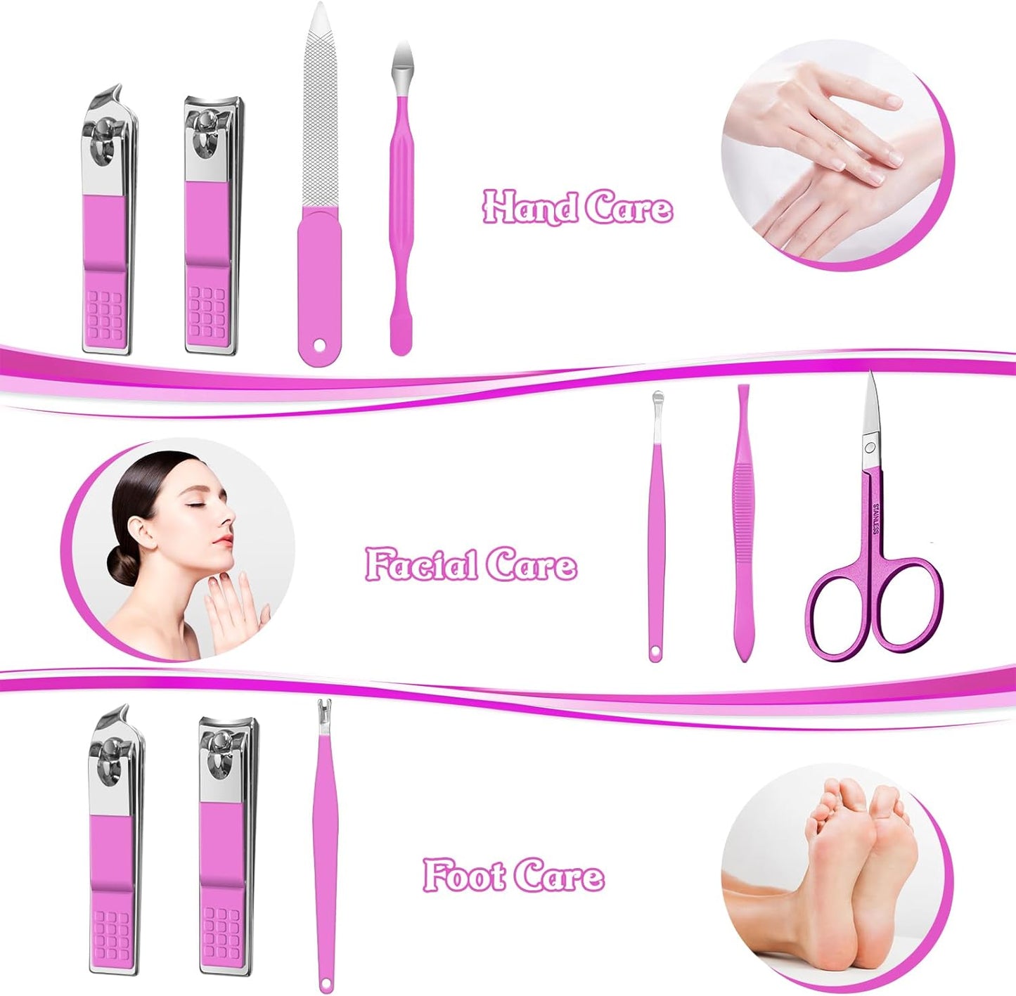 Manicure Set 8 in 1 Nail Clipper Set,RedFlow Nail Clippers,Fingernail & Toenail Clippers,Manicure Tools,Pedicure Tools,Suitable for Travel Manicure Kit,Nail Set Kit with Everything Profe (Purple)