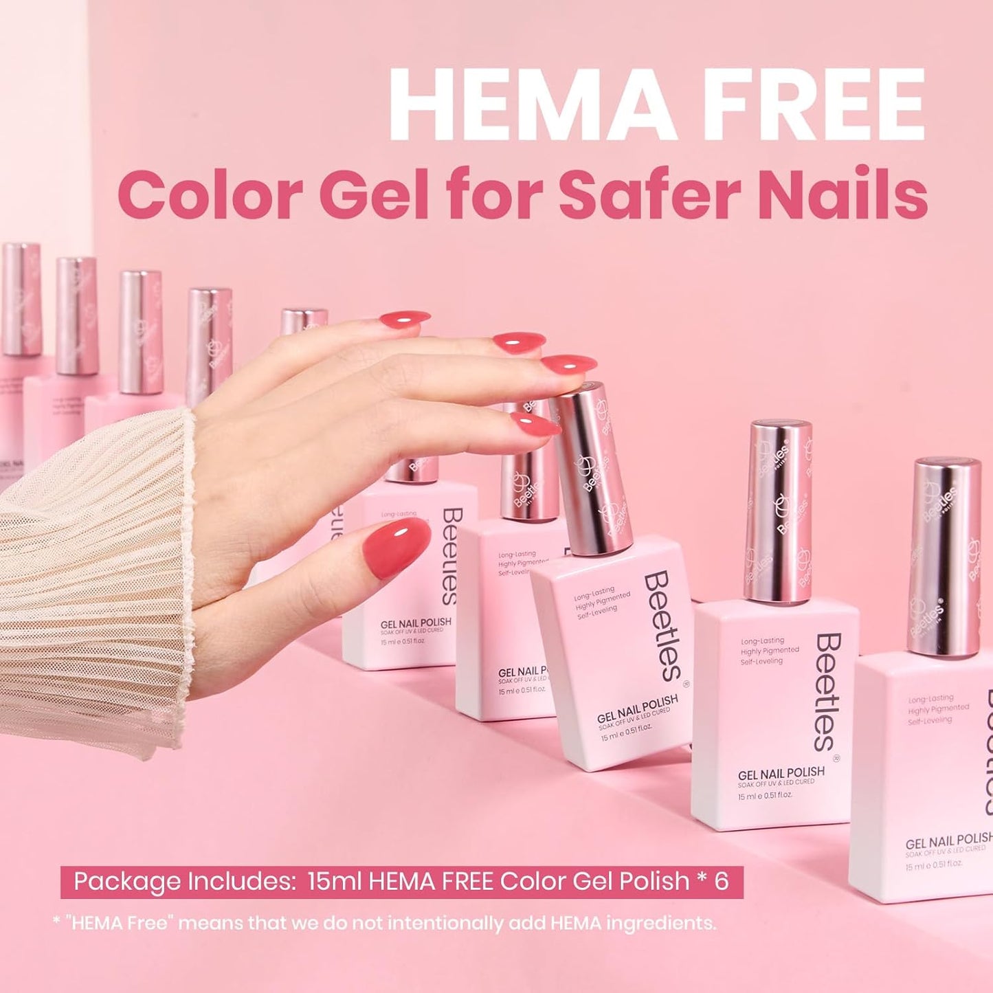 Beetles Nude Gel Nail Polish Set - 6 Colors Hema Free Summer 15ML Jelly Gel Polish Neutral Nude Pink Milky White Sheer Translucent Effect Full Size Soak Off UV Salon Colorful Bottle Gel Gift for Women
