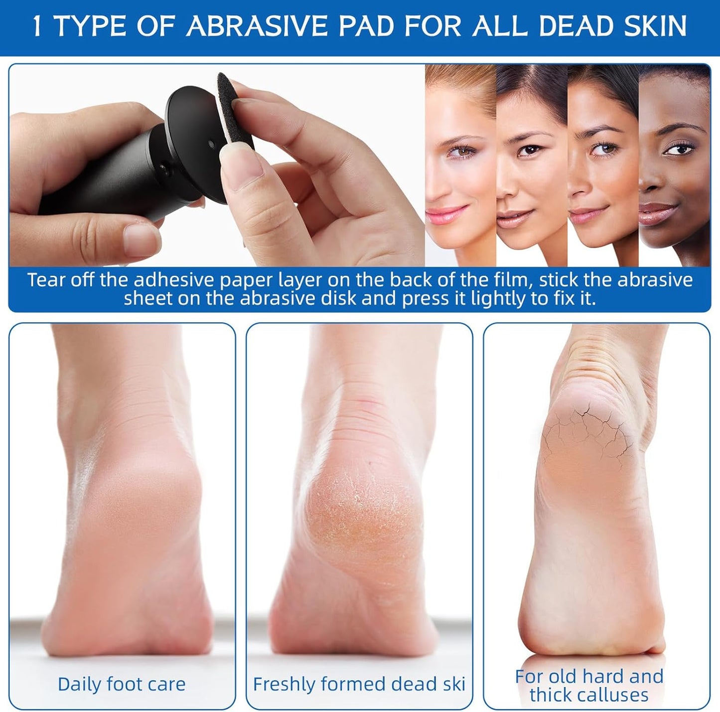 Electric Foot Callus Remover, Callus Remover for Feet, Foot File Grinder Tool with Speed Controller, Electric Callus Remover with 60pcs Replacement Sandpaper Disk for Women Men, Black