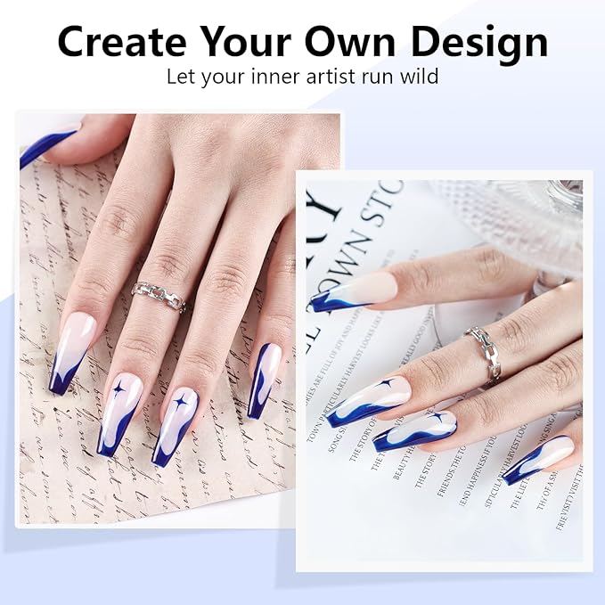 JODSONE 10ml Nail Art Gel Liner Dark Blue Gel Nail polish with Thin Brush Need U V Lamp Cured at Home DIY Gift for Girls