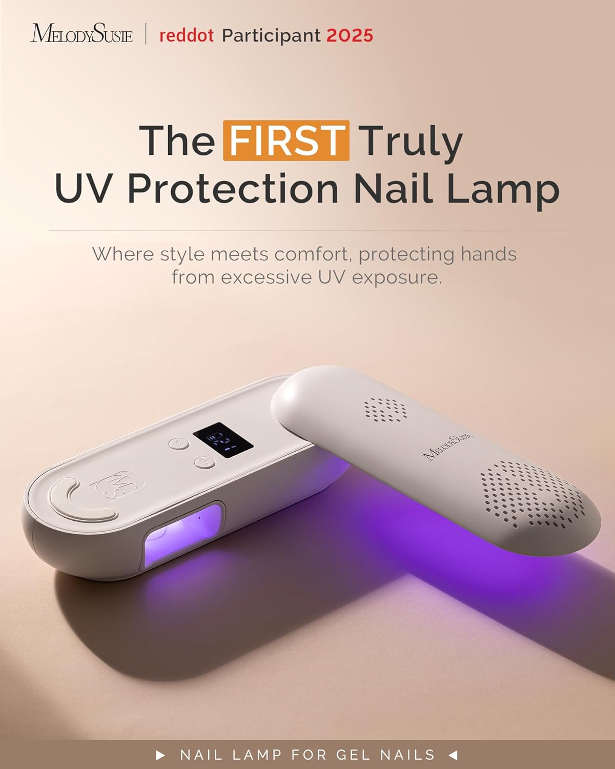 MelodySusie Plus20F Cordless UV Nail Lamp, Innovative UV Protection Light for Gel Nails with 2 Timers & LED Display,Rechargeable Nail Art Tools for Manicure Fast Curing Gel Polish at Salon & Home