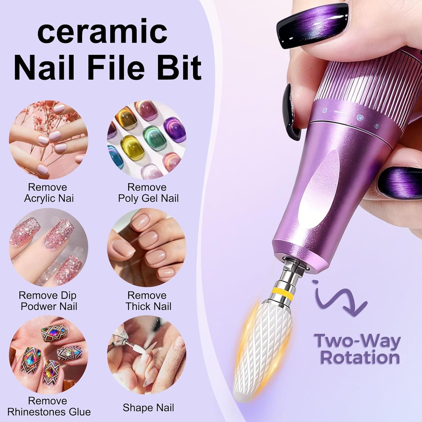 Fantexy 3/32" Ceramic Nail Drill Bit - Remove Acrylic Hard Gels Quickly and Safely,White Ceramic Cone File Bit for Nail Art,Manicure,Pedicure,Gel,Cuticle Clean(Extra Fine - XF)