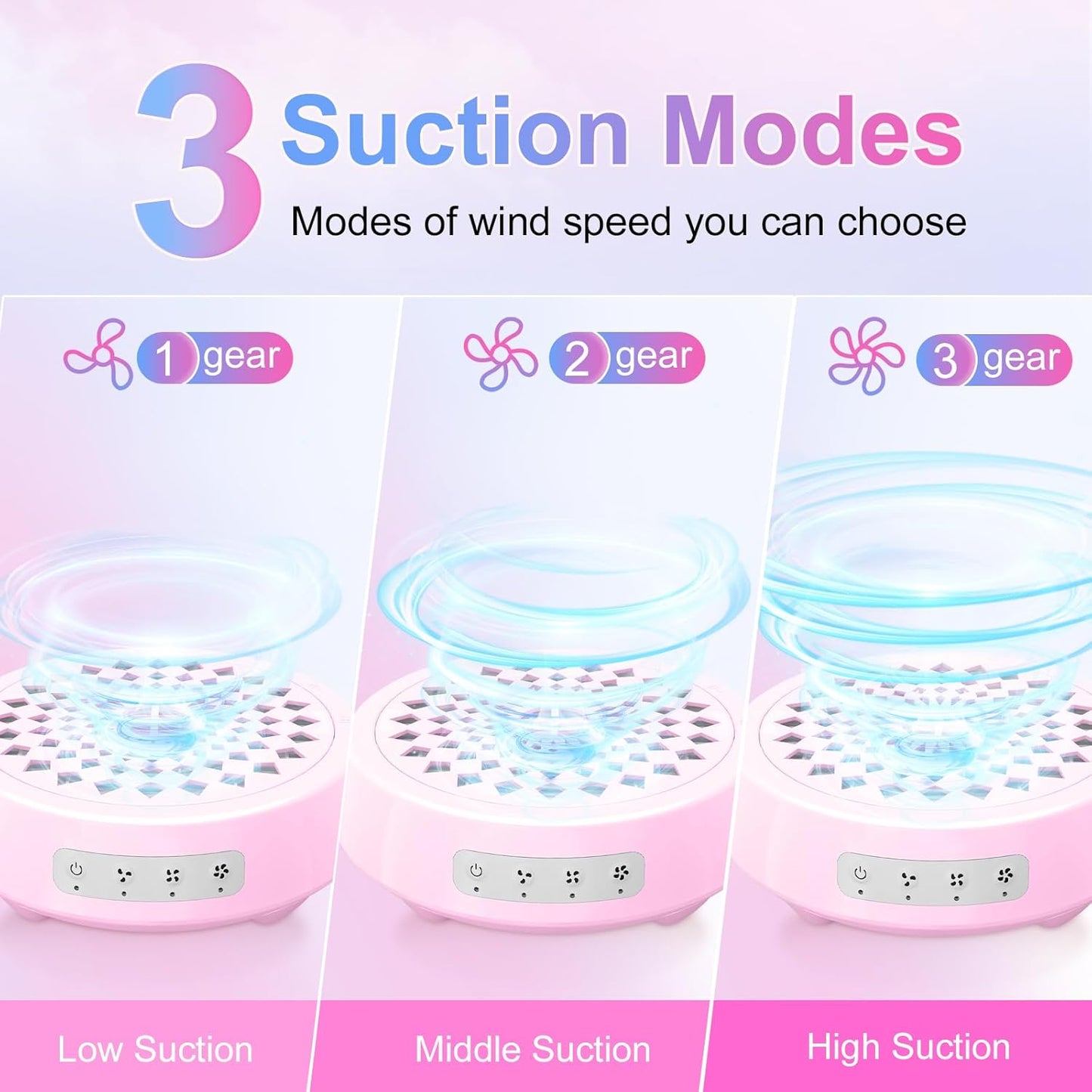 Professional Nail Dust Collector, Quiet Nail Vacuum Cleaner Machine with Reusable Filter, Powerful Suction Nail Tech Dust Fan for Acrylic Gel Nails Art Polishing, Manicure Pedicure Salon Home, Pink