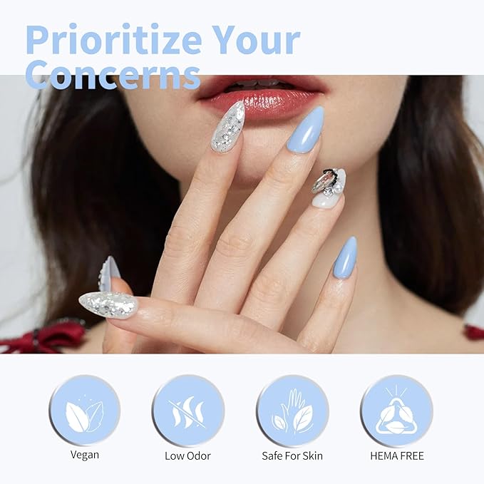 CANNI Light Blue Gel Nail Polish, 1Pcs Baby Blue Gel Polish Pastel Blue Color Nail Polish Gel High Gloss Soak Off U V Gel Nail French Nail Manicure Salon DIY
