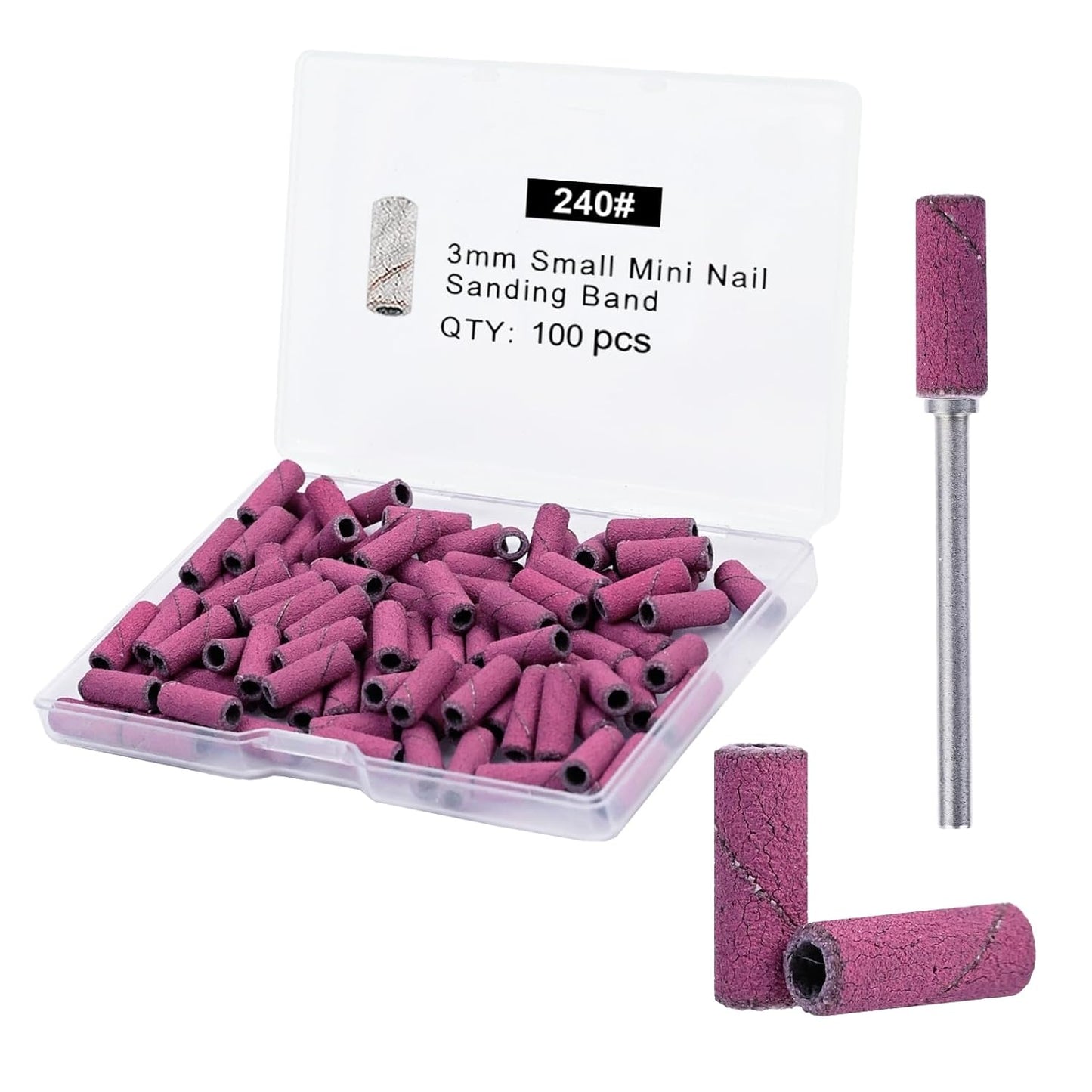 100 Pcs Nail Drill Bits Sanding Bands for Nail Drill, Nail Tips for Drill Bits Nail Tech,240 Fine Grit Nail File Sanding Bands for Acrylic Nails Gel Manicures and Pedicure, Red
