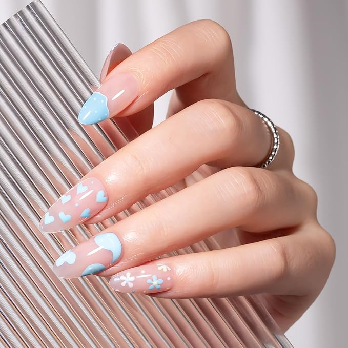 MAYCHAO Baby Blue Swirl Gel Liner Nail Art Polish, 8ml Spring Summer Pastel Light Blue Gel Color Built-in Thin Brush, UV Light Cure for French Nail Tips DIY Manicure at Home Salon