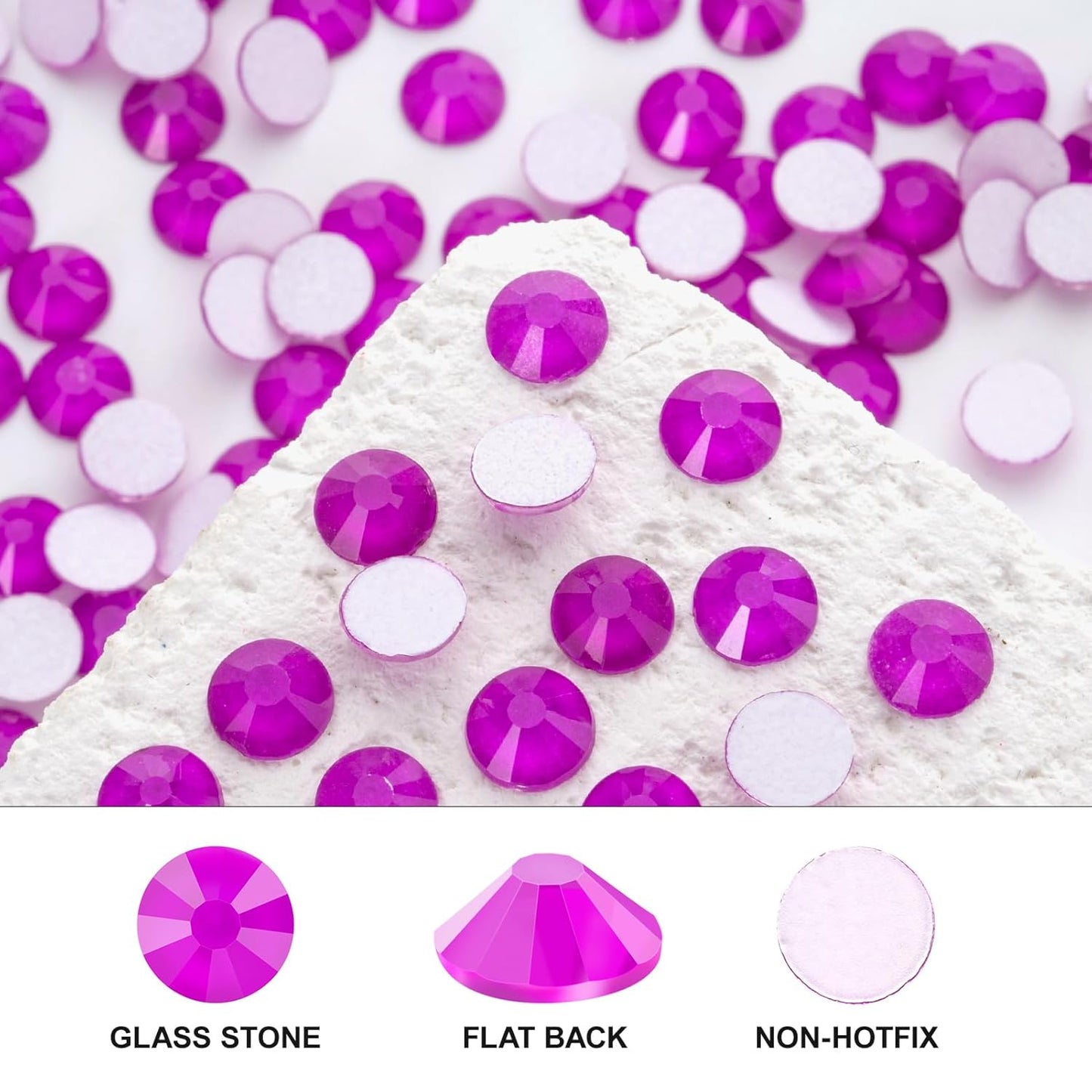 Novani 3000 Pieces Flatback Rhinestones Glass Round Gems Neon-Purple Crystals for Nail Art DIY Crafts Clothes Shoes,SS10,2.7-2.9mm