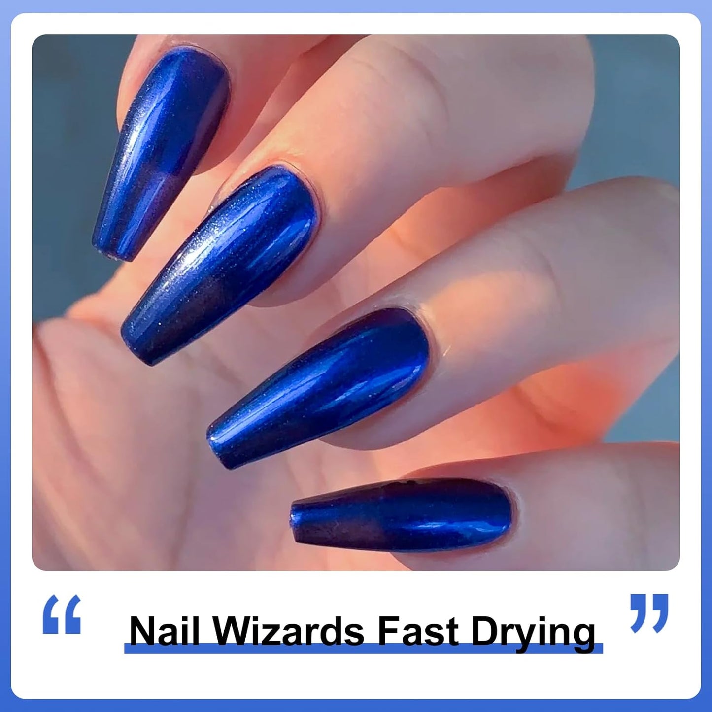 Major Dijit Quick Air Dry Nail Polish Glitter Blue Regular Nail Polish Non UV Gel Hema 0.34 fl oz.