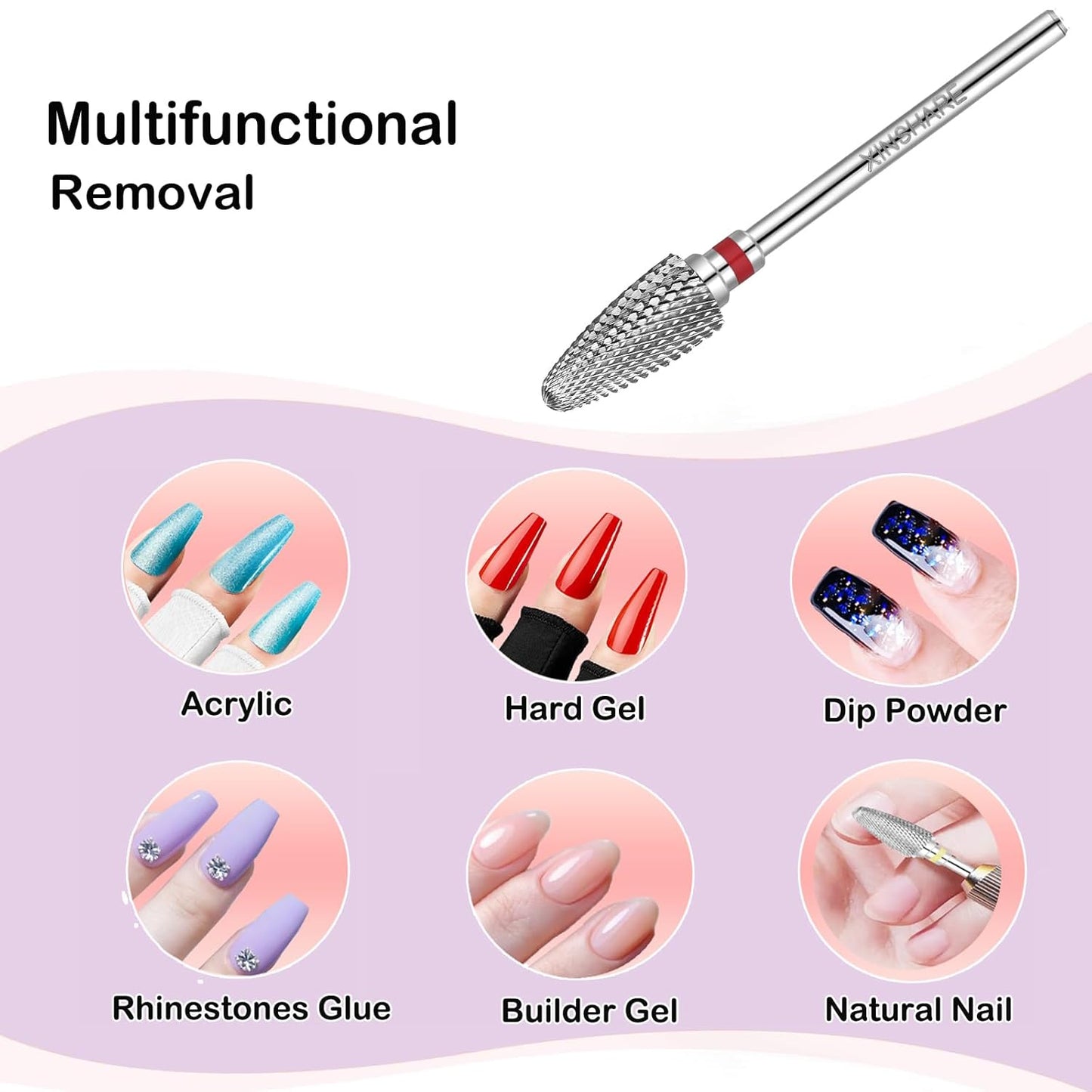 Nail Drill Bits 3/32" Carbide Professional Safety Tungsten Nail File Cone Drill Bit for Acrylic Nail Gel Cuticle cleaner Manicure Pedicure Nail Polishing, Beginner Salon,Fine