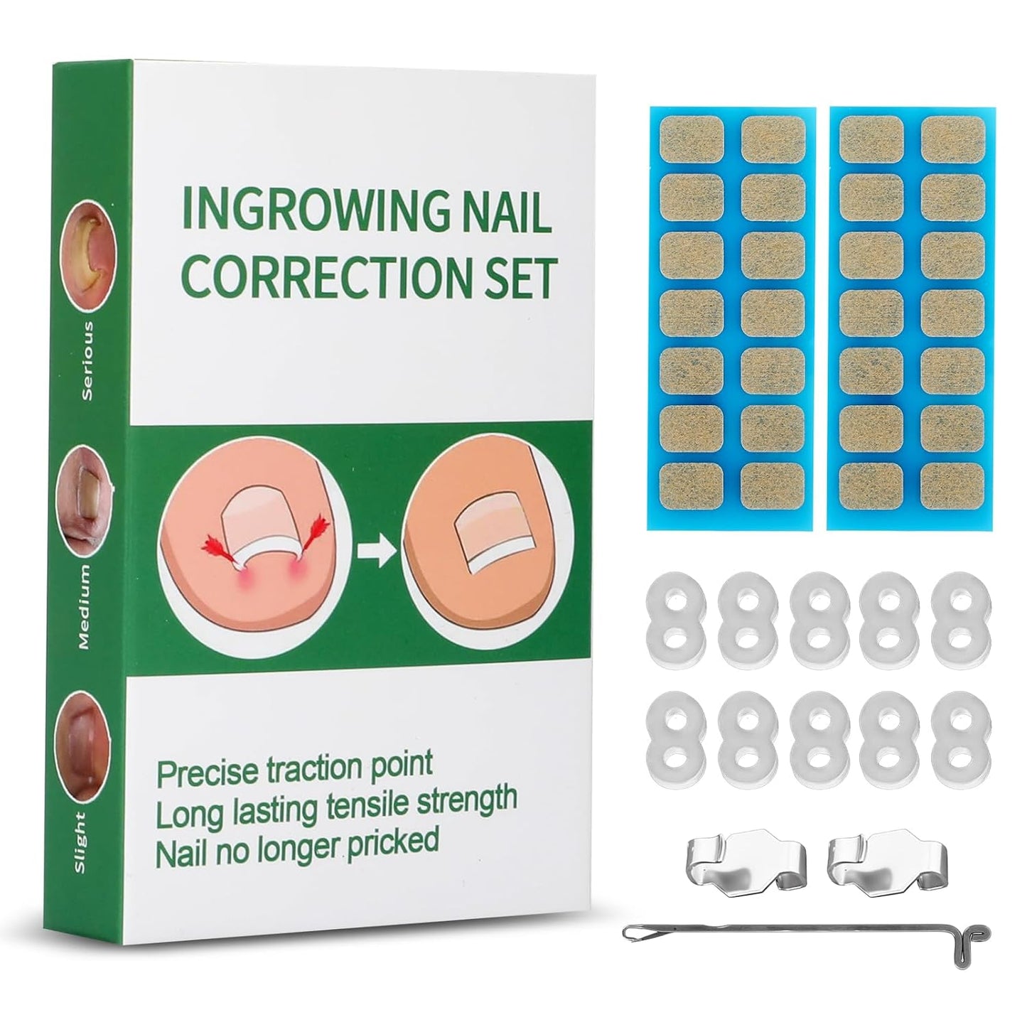 Ingrown Toenail Treatment, 10 packs Ingrown Toenail Corrector, Ingrown Toenail Removal Kit for Curved Nail Repair, Corrector for Man and Women All Size Toenail