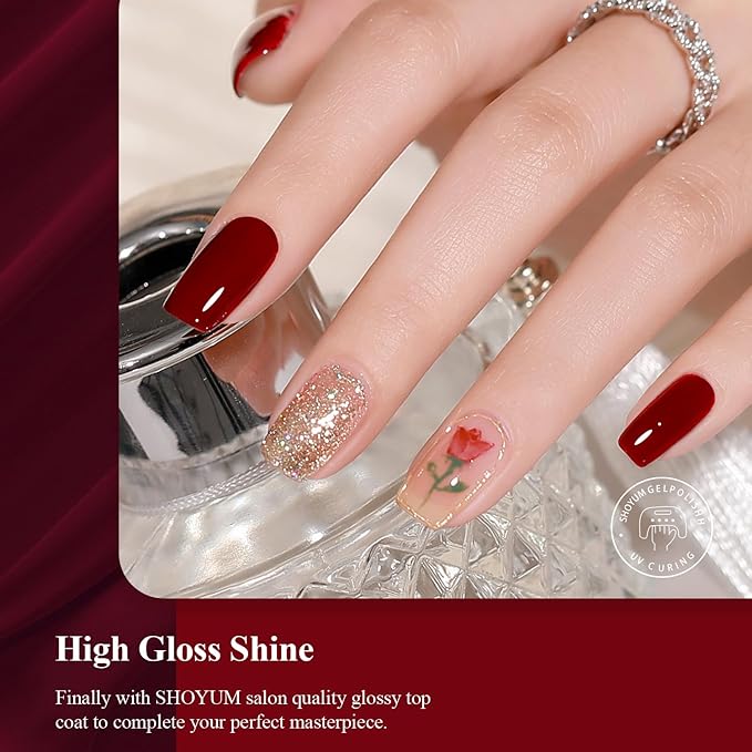 15ML Gel Nail Polish 1Pc Burgundy Red Gel Polish Soak Off UV LED Nail Polish Nail Art Starter Manicure Salon DIY at Home, 0.51 OZ