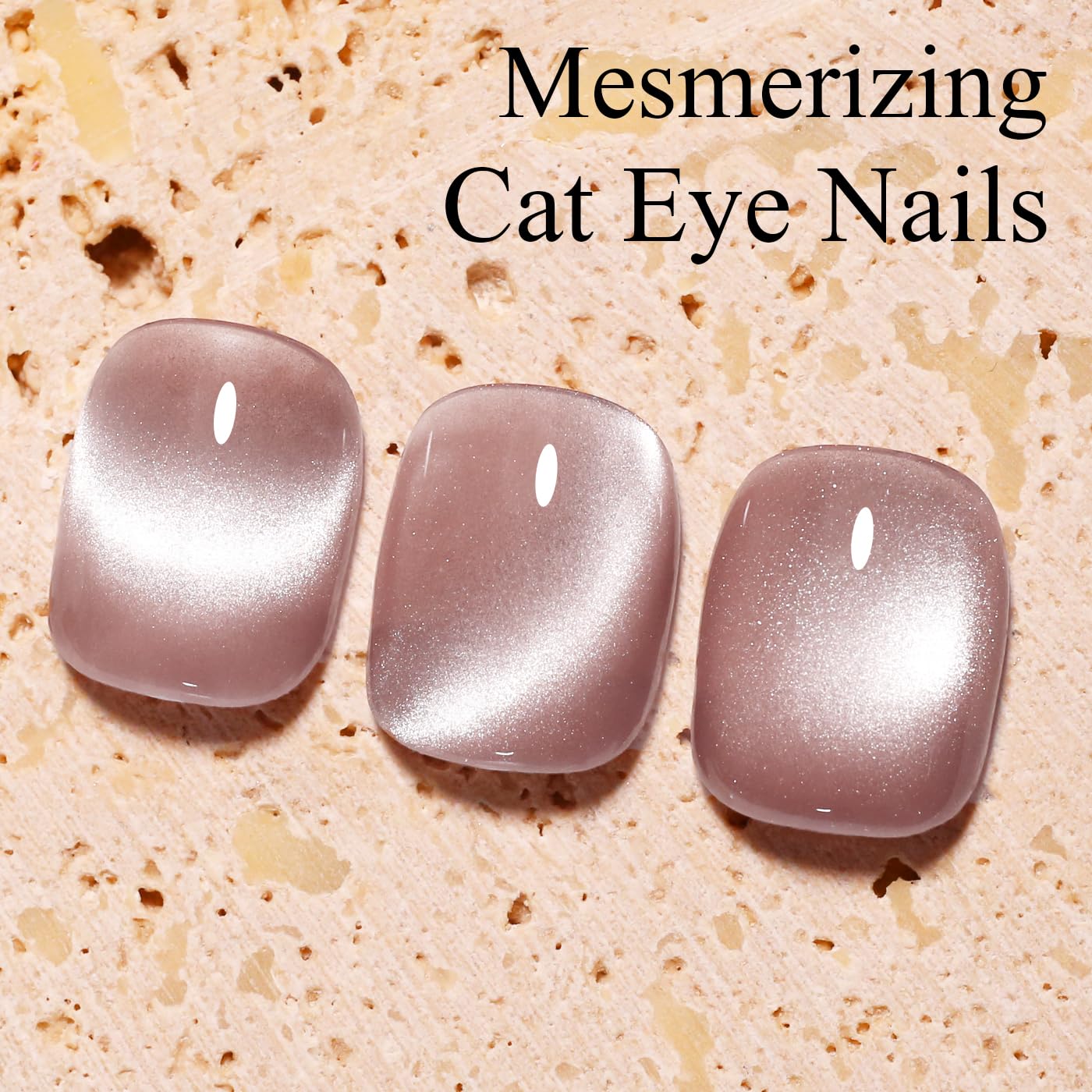 Imtiti Nude Cat Eye Gel Nail Polish with Magnet, Holographic Glitter Shimmer Magnetic UV Gel Polish for Nail Art Soak off UV Led