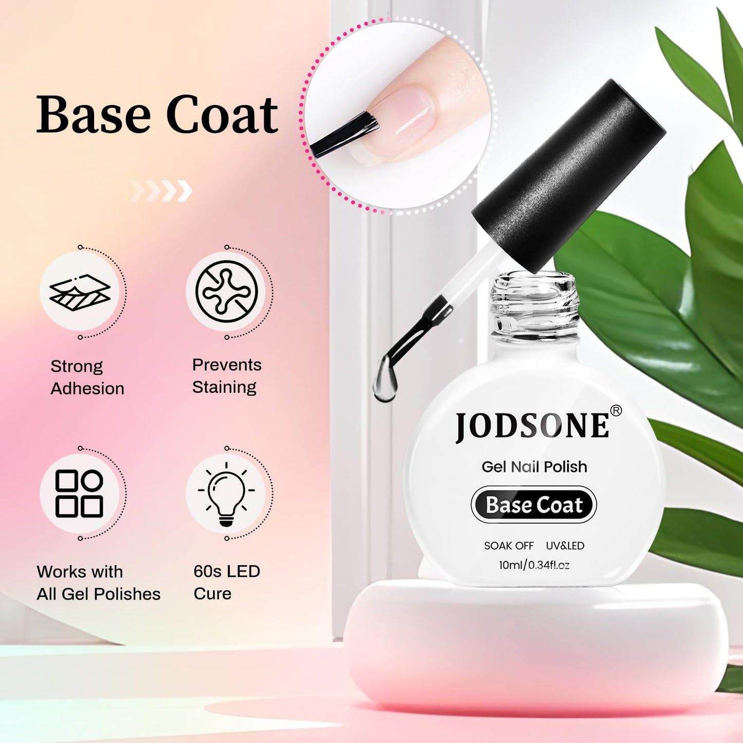 JODSONE 3pcs 10ml Base Top Coat Blooming Gel Set No Wipe for Gradient and Watercolor Nail Art Blooming Gel Creates Spreading Effects Requires U V Lamp Curing
