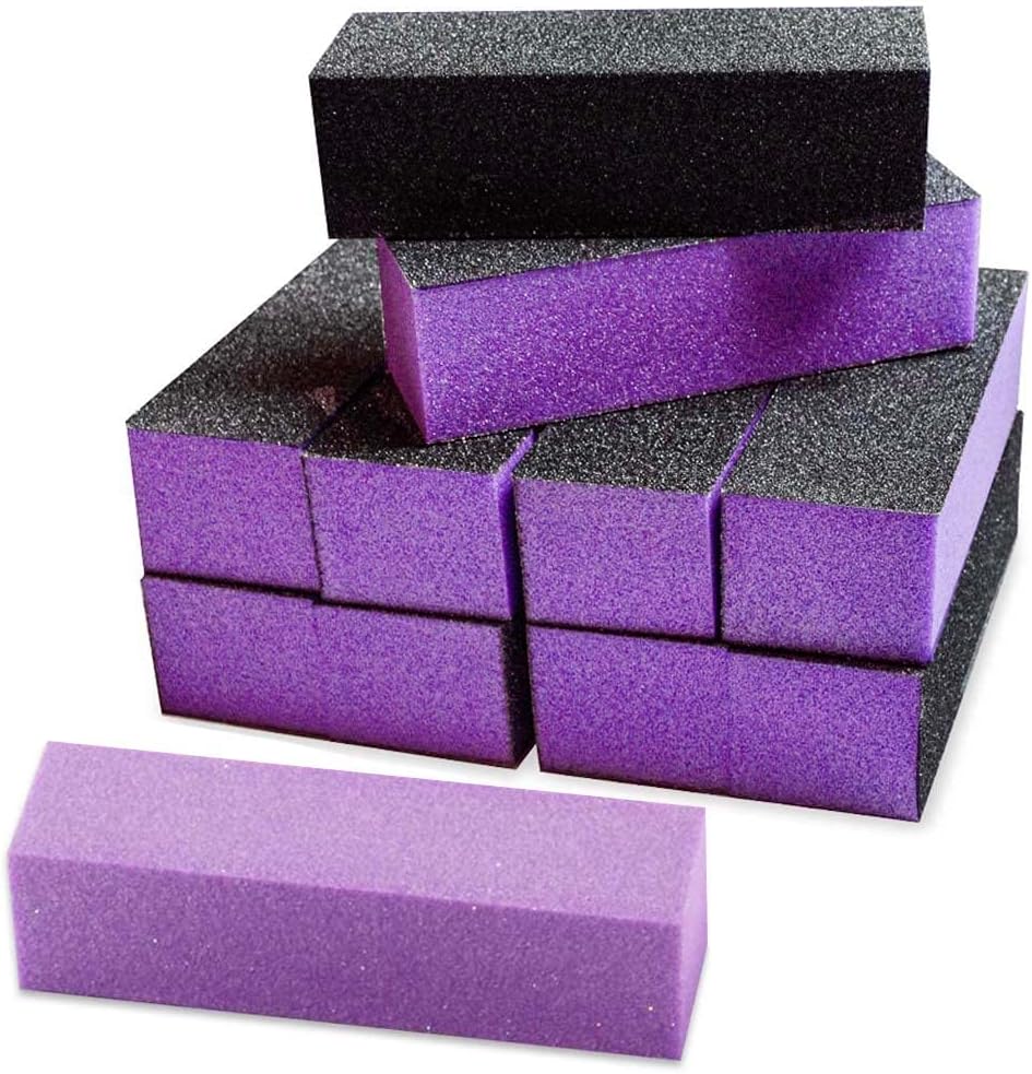 Karlash Nail Buffer Sanding Block Polisher Buffing File 60/100 Nail Art Manicure Pedicure File (Purple Black) 10 PCS