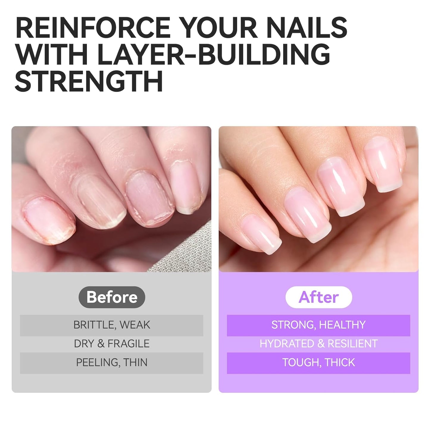 Women Nail Strengthener Protein for Daily: Clear Gelike EC 6 in 1 Nail Treatment for Weak and Damaged Nails Everyday - Nail Polish Hardener for Home Salon Travel Spa Gift