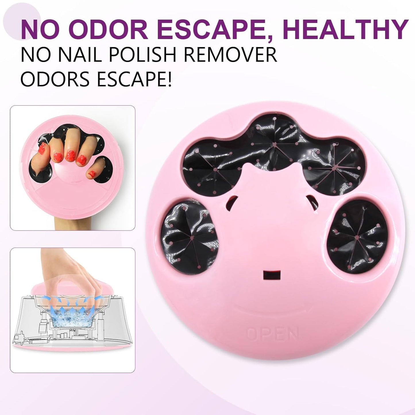 Soak off Bowl, Electric Nail Soaking Bowl Manicure Nail Soaker Nail Polish Remover Machine with Silver Cuticle Pusher for Dip Powder Acrylic Nails Gels, Pink-White