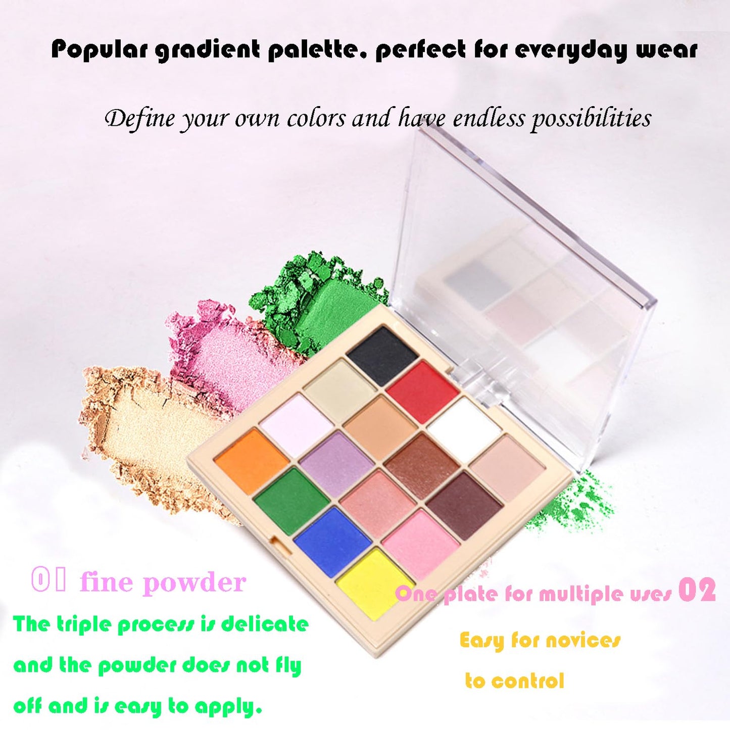 16 Color Nail Pigment Powder Set Create Stunning Ombre Nail Art with Glittery Shades Perfect DIY Nail Accessories (A-16 colors)