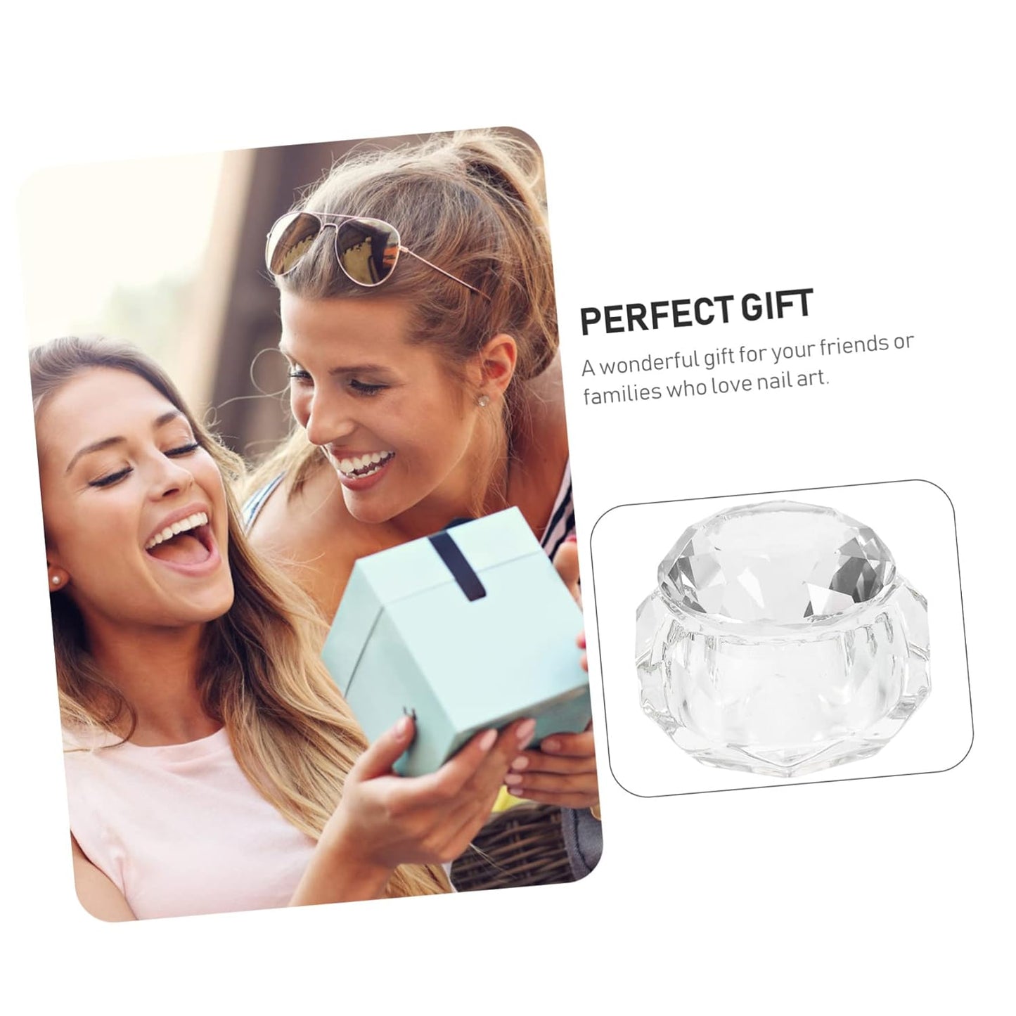 Unique Nail Crystal Glass Cup Nail Art Tool with Lid Manicure Bowl Soaking Bowl Gel Soak off