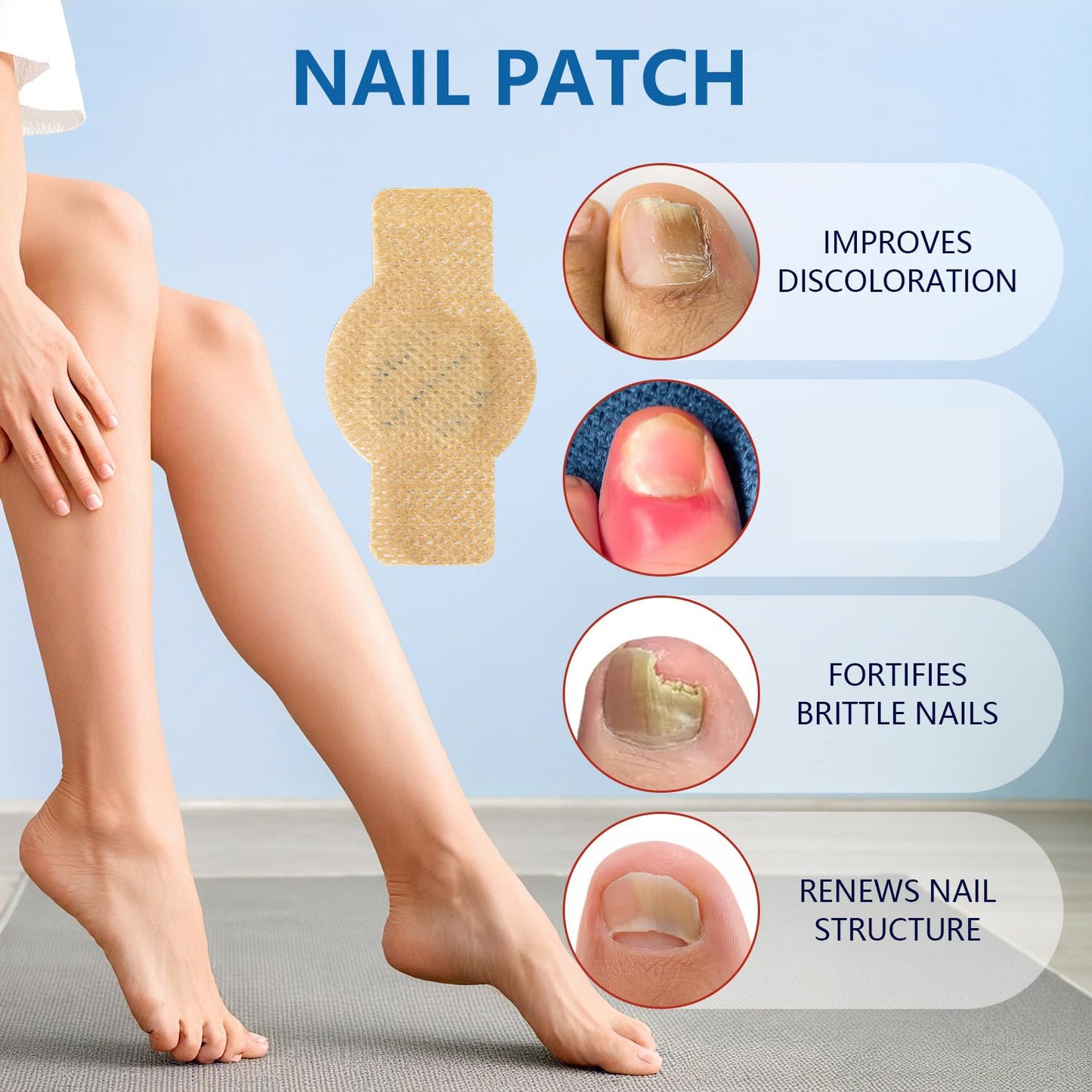 Toenail Extra Strength Nighttime Renewal Nail Patches, 21 Patch, Overnight Repair for Nail, 8-Hour Repair Appearance