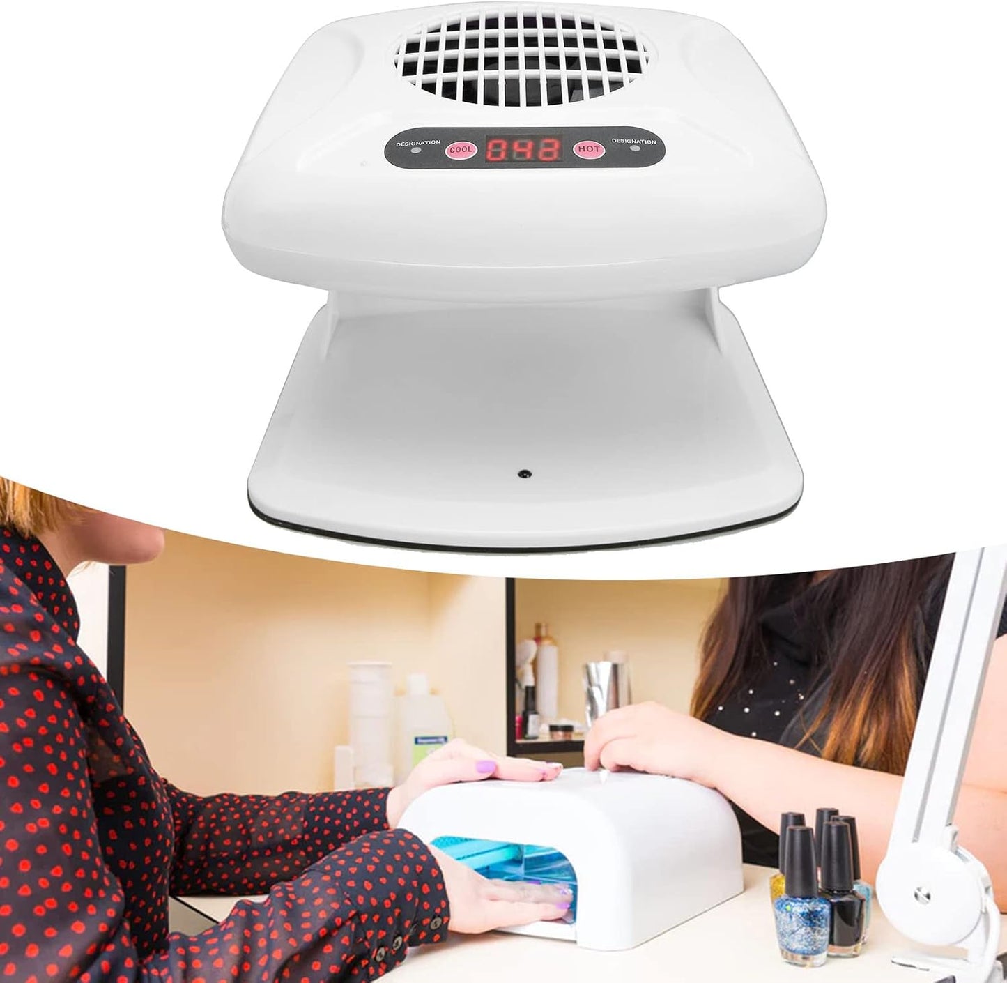 Nail Polish Dryer, 400W Portable Automatic Sensor Nail Art Blower Cool Warm Air Blow Nail Art Tools Enlarged Air Outlet Regular Nail Polish Drying Fan for Professional Salon Home