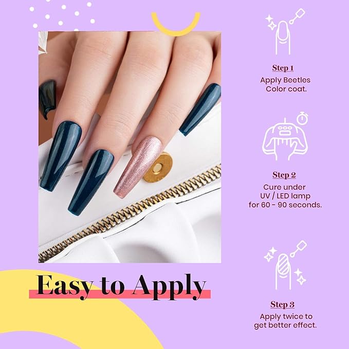 Beetles Winter Gel Nail Polish 15ml Aegean Dark Navy Blue Gel Polish Dark Teal Jewel Tone Nail Art Manicure Salon DIY Decoration at Home Soak Off Uv Lamp Cured Gift for Women