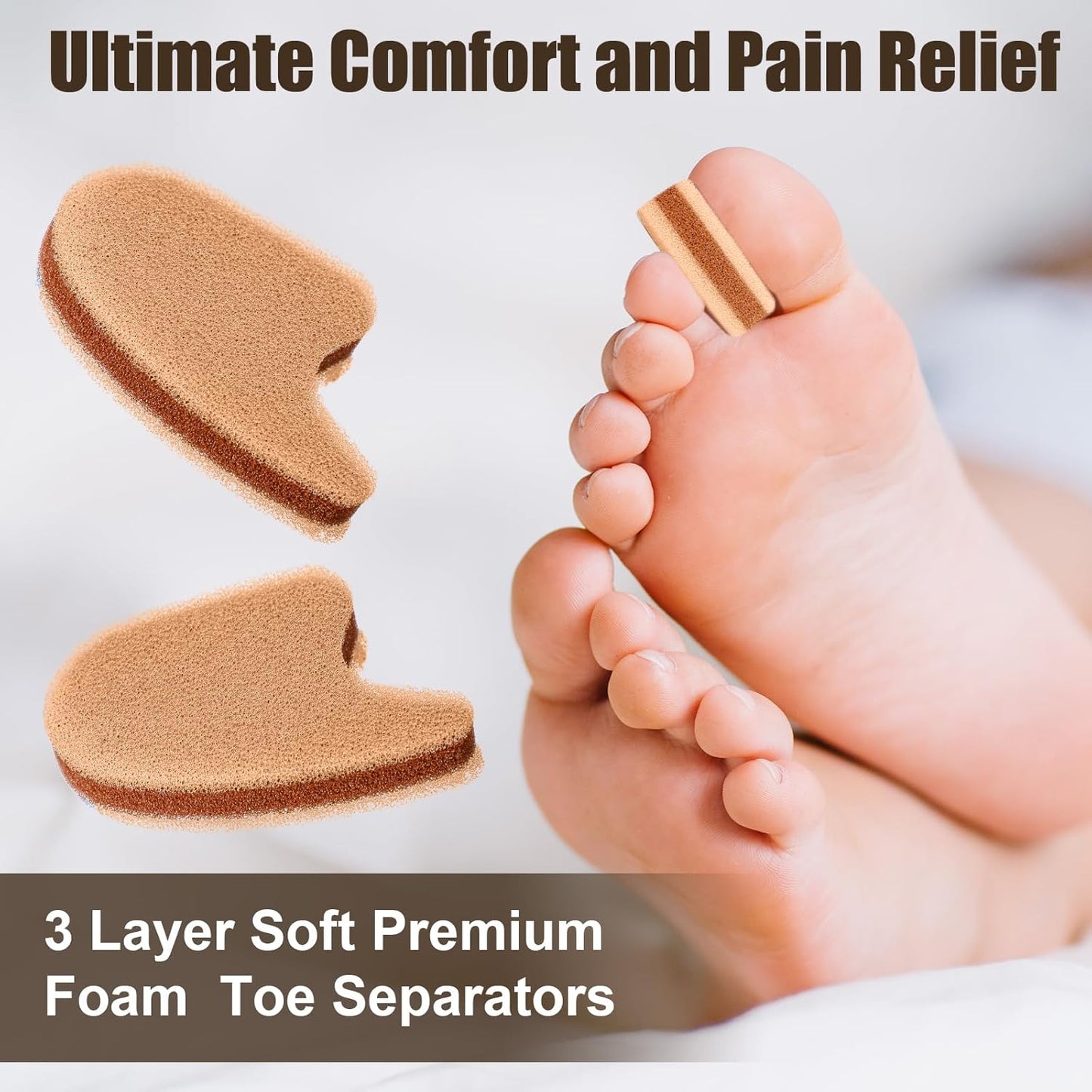 24 Pcs Foam Toe Separator for Corn, Blister, and Hammer Toe Gasket-Redress Overlapping Toes Relieve The Pain Prevent Friction and Release Pressure