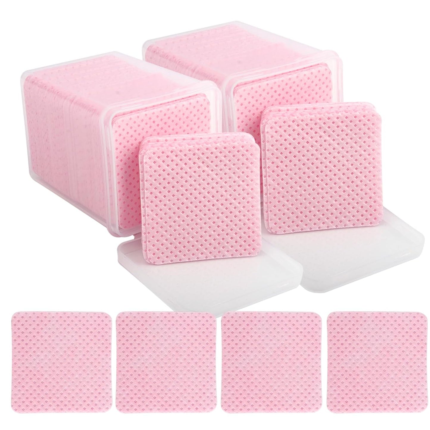 400 PCS Lint Free Nail Wipes Eyelash Extension Glue Wipes Absorbent Soft Super Non-Woven Fabric Lash Glue Wipes Nail Polish Remover Wipes for Lash Extension Supplies（Pink)