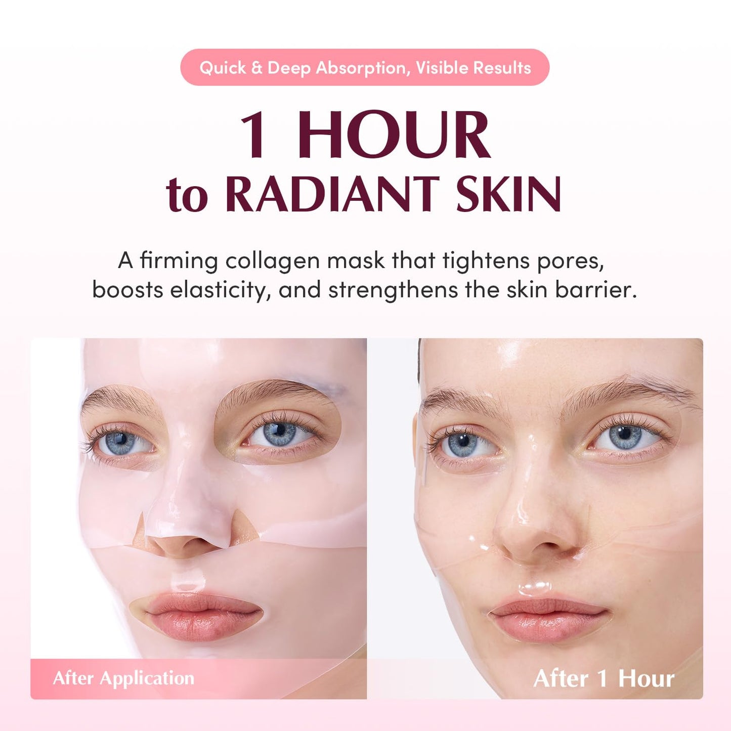 EQQUALBERRY Collagen Pore-Tight Up Mask - PDRN & Low Molecular Collagen for Pore Minimizing and Firming | Korean Collagen Face Mask for Glass Skin, 4 Sheets, 1.01 OZ.