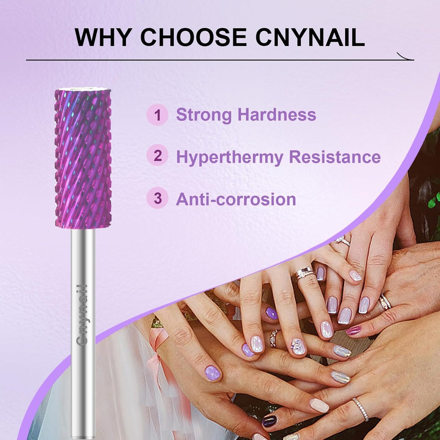 3/32" Small 5.35MM Barrel Bit Tungsten Carbide Nail Drill Bit Safety Bit for Gel & Acrylic Removal, 2- Way Rotating Efile Tip, Salon Electric File Accessory (C Girt, Purple)