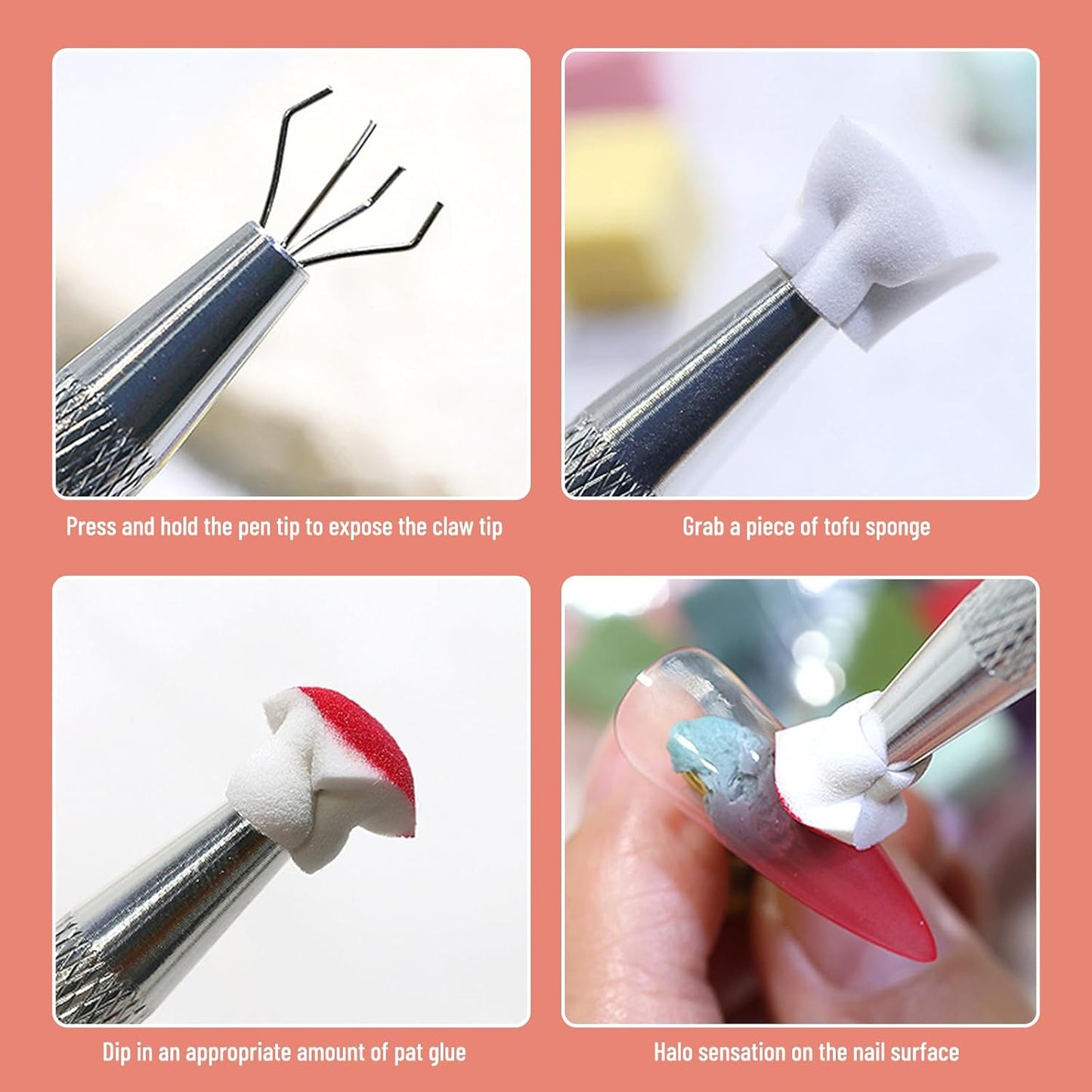100Pcs Soft Nail Sponges for Ombre Nail Art Sponges with Grabbing Pen with Disposable Gel Polish Palette Paper
