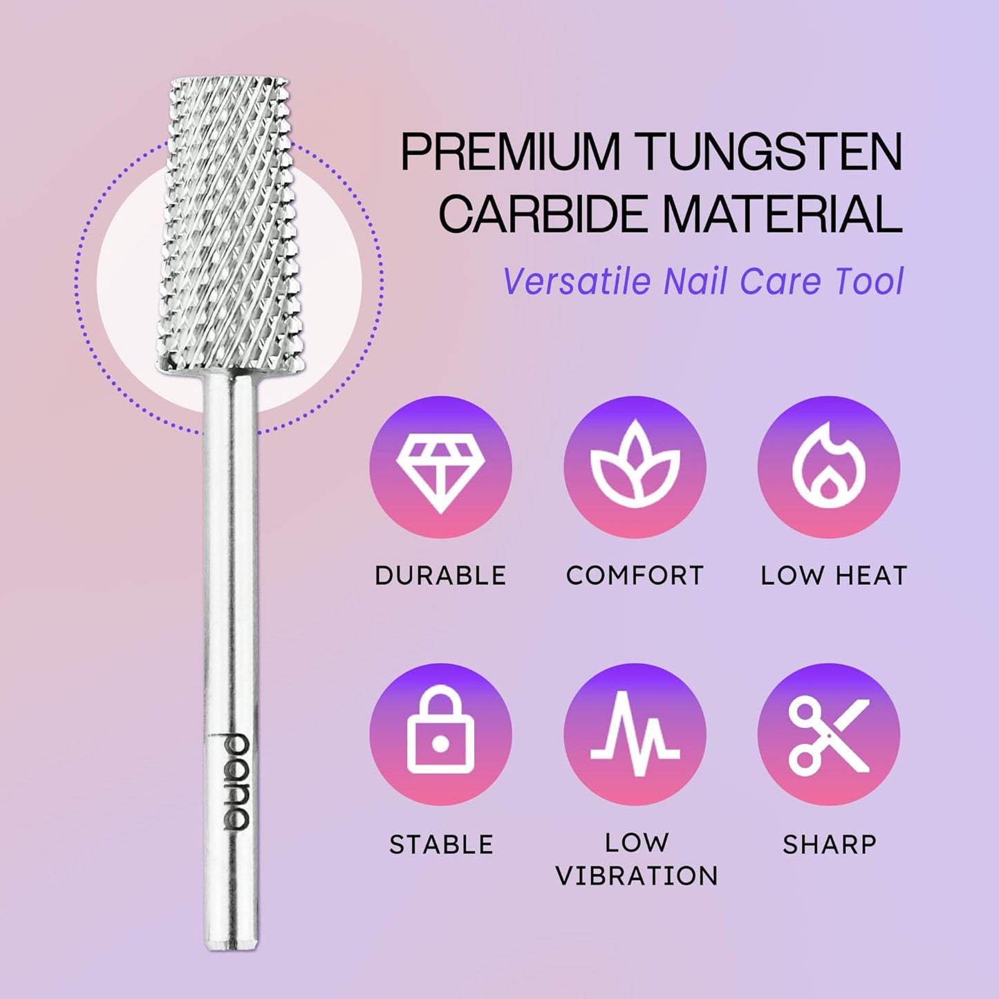 Premium Pana 3/32" Tapered Barrel Carbide Nail Bit -For Electric Dremel Drill Machine, Nail Art Design, Manicure, Pedicure, Nail File, Cuticle Clean etc. (Medium Grit- Silver)