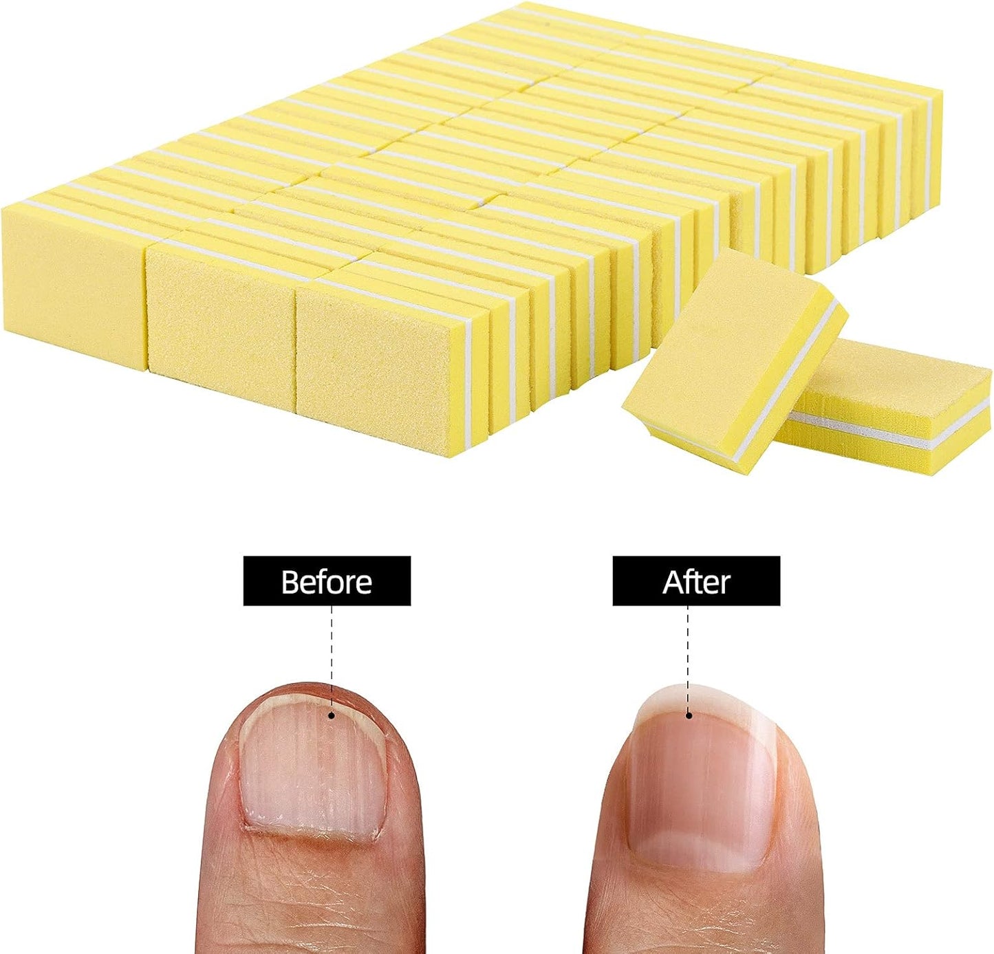 100 Pcs Mini Buffers for Nails 180/100 Grit Nail Buffers for Nail Care(Yellow)