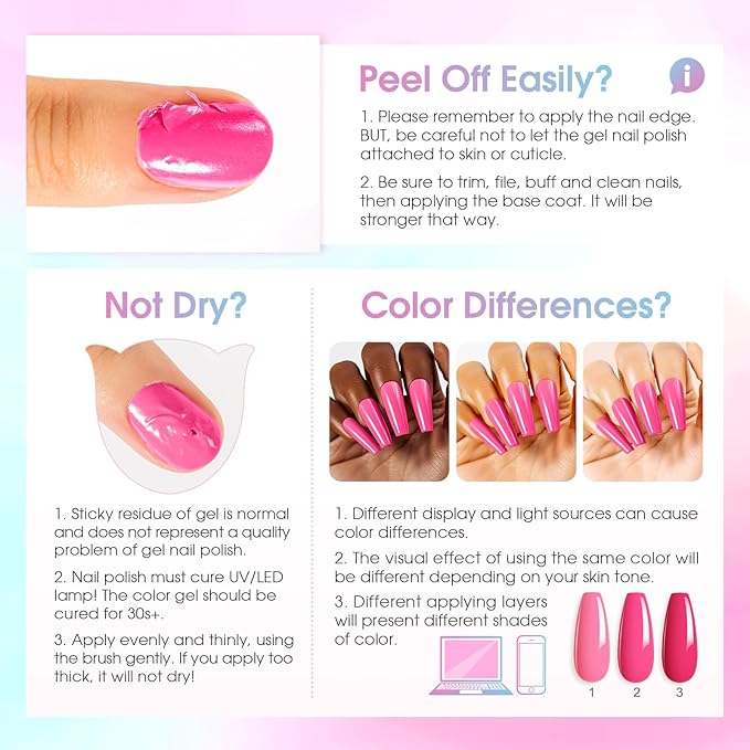 ROSALIND Neon Gel Nail Polish, 8 Colors Hot Pink Neon Orange Green Gel Polish, Bright Colors Purple Gel Polish Neon Pink Rainbow Collection Nail Art Gift DIY at Home