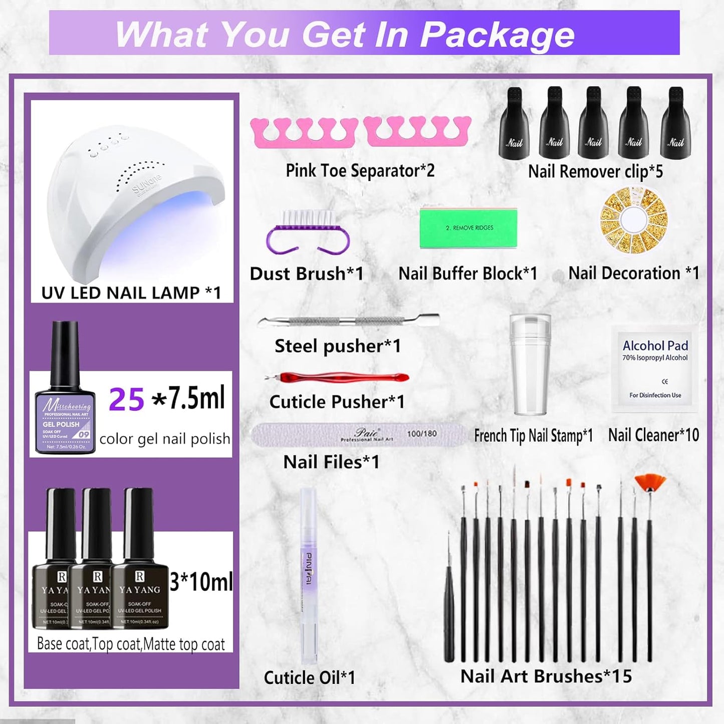 69PCS Nail Polish Kit with UV Light, 28 Colors Soak Off Gel, Manicure Dryer Lamp & Shaping Tools for Salon and Home Use