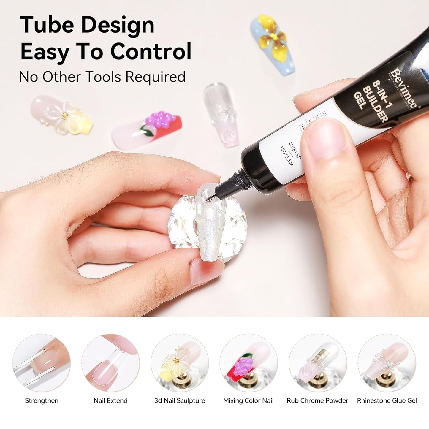 Solid Builder Gel for Nails and 15ml Builder Gel, Molding Gels for Nails Clear Non-Stick Hand For Modeling, Sculpture, Nail Extension UV/Led Manicure DIY At Home