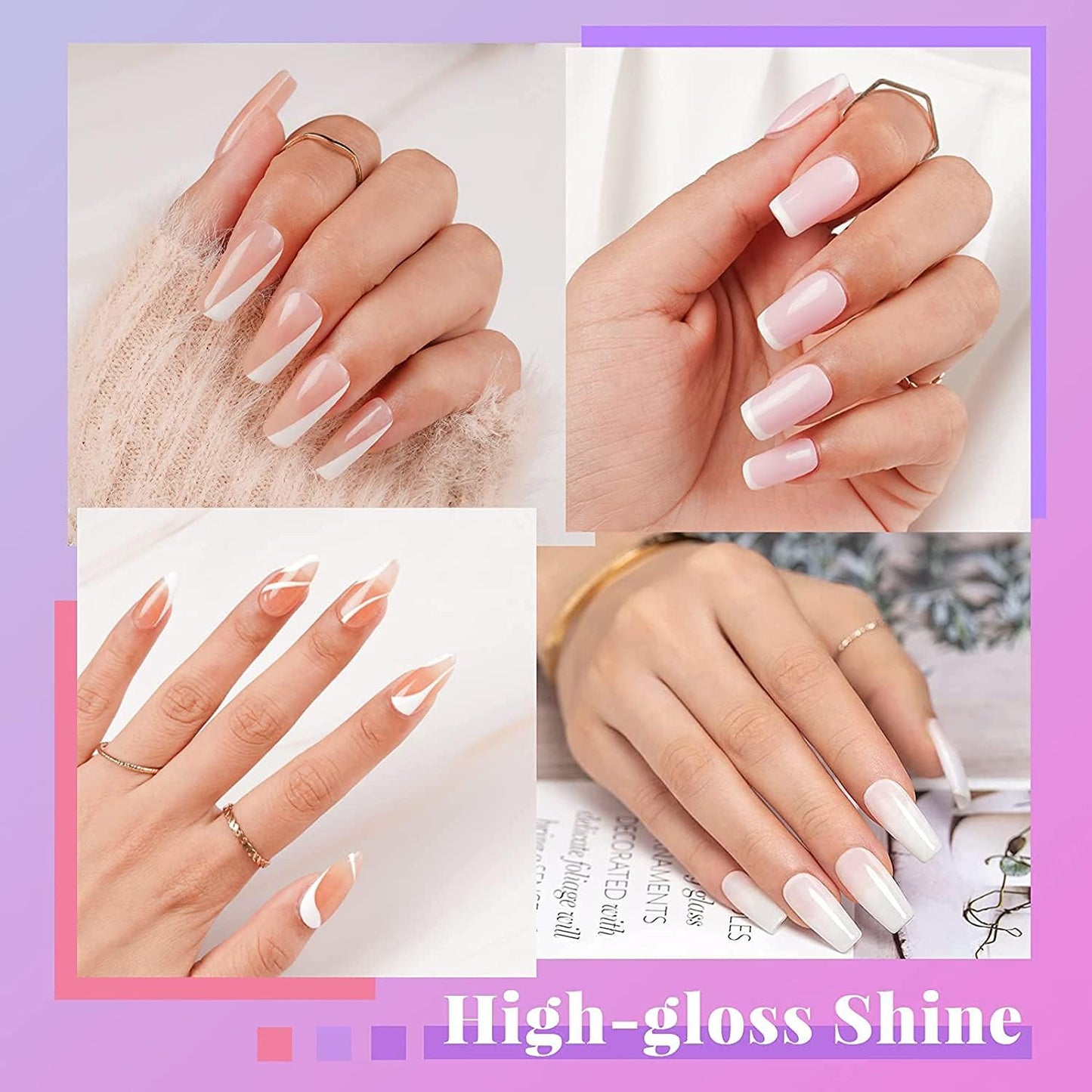 Beetles Gel Nail Polish Kit with U V LED Light - 6 Colors Jelly Milky White Sheer Pink Nude Gel Polish Starter Kit Manicure,Soak Off U V Nail Polish Set Salon DIY for Girl