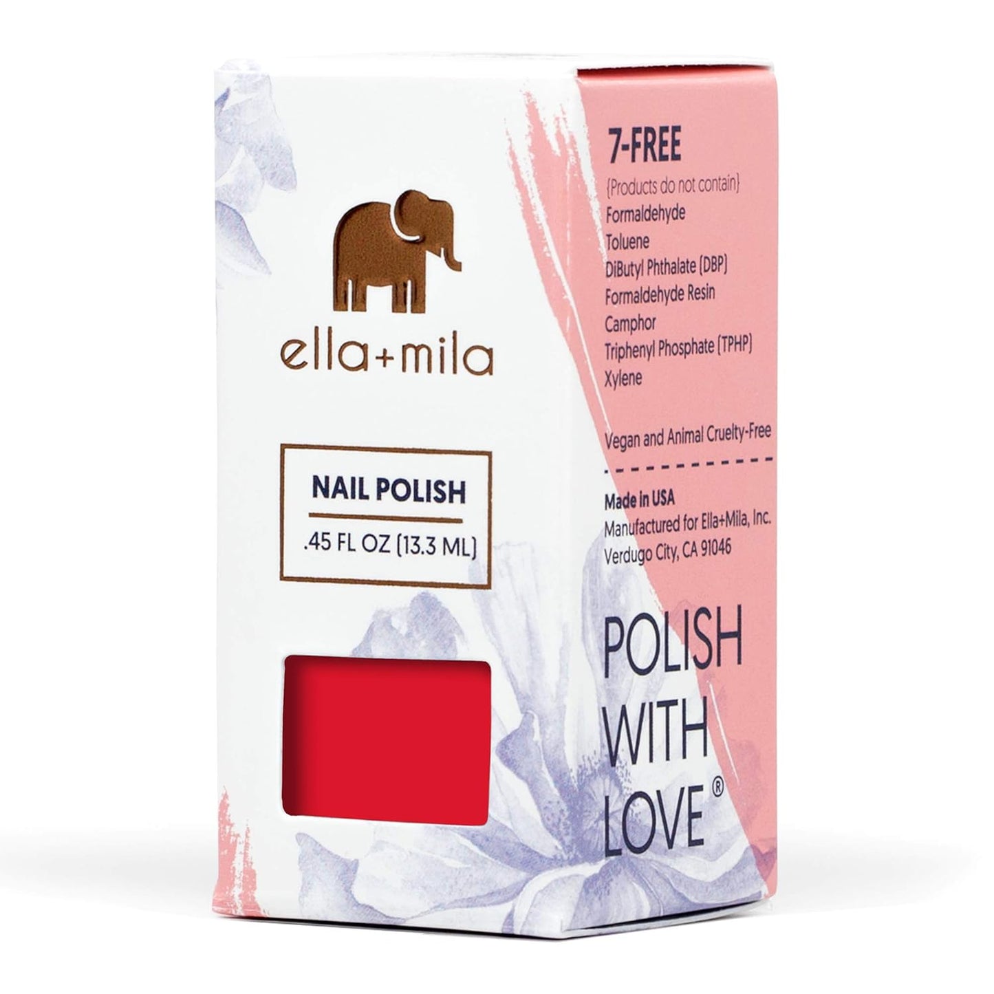 ella+mila Professional, Quick Dry, Long-Lasting & Chip-Resistant Red Nail Polishes (Kiss Kiss - 0.45 fl oz)