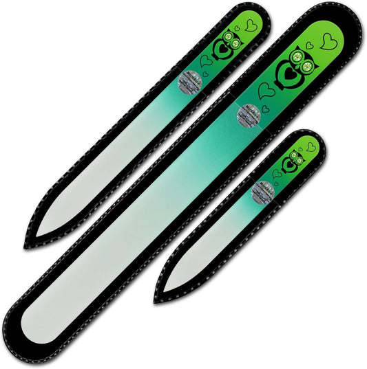 Mont Bleu Set of 3 Owls Crystal Nail Files hand decorated with crystals - Handmade - Czech Tempered Glass