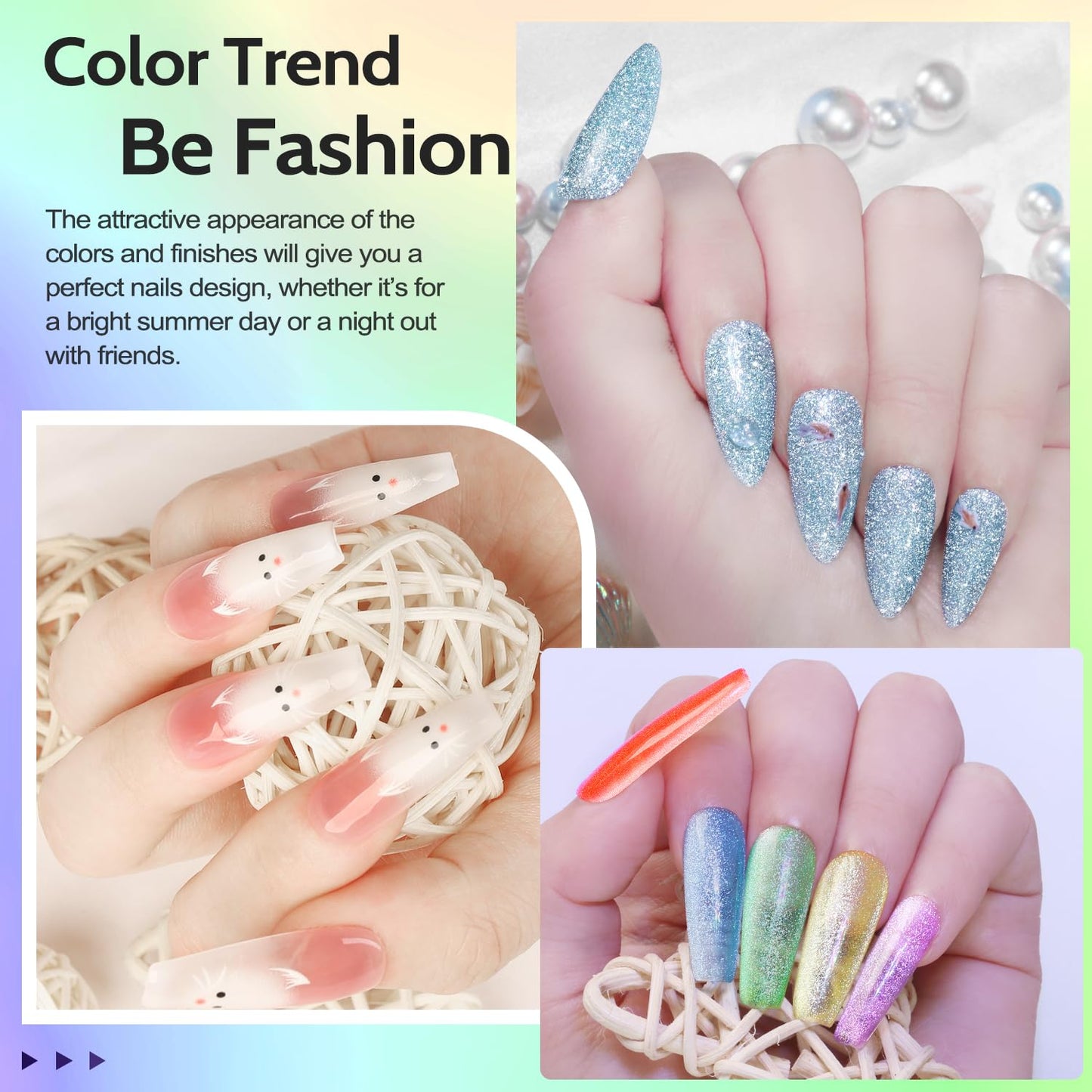 Lavender Violets 45 Colors Gel Nail Polish Kit with U V Light Nude Pinky Jelly Colors 9D Cat Eye Candy Glitter Primer Base Glossy & Matte Top Coat for Home Nail Art Design DIY Gift Set 01