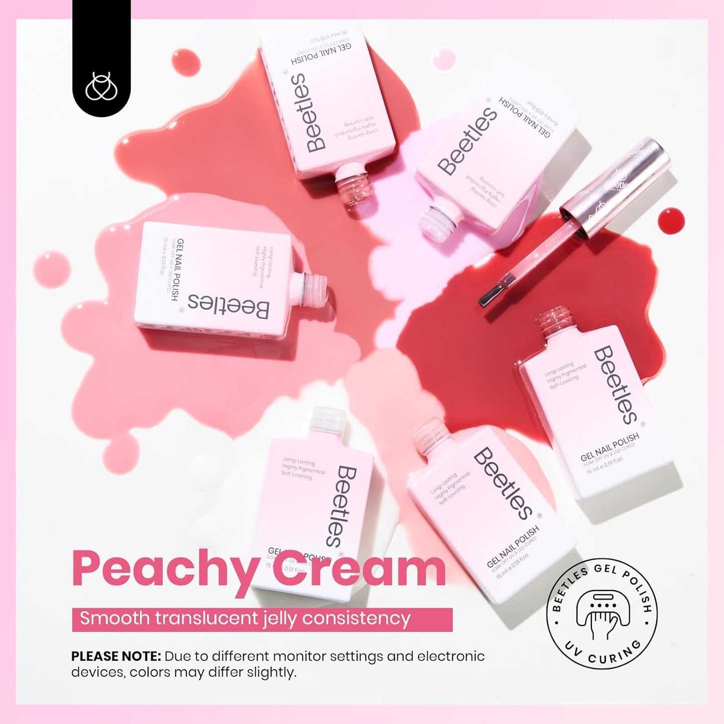 Beetles Nude Gel Nail Polish Set - 6 Colors Hema Free Summer 15ML Jelly Gel Polish Neutral Nude Pink Milky White Sheer Translucent Effect Full Size Soak Off UV Salon Colorful Bottle Gel Gift for Women