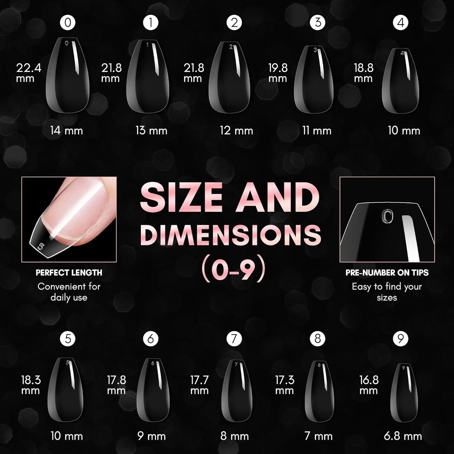 Makartt Short Coffin Nail Tips: 500pcs Clear Press on Full Cover Fake Ballerina Nails Tip Extension 10 Sizes Long Lasting Soak Off False Acrylic Kit for Home & Salon Use