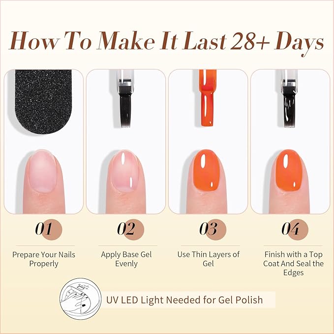Born Pretty Jelly Gel Nail Polish 6 Colors Fall Winter Translucent Clear Pumpkin Burgundy Wine Red Coral Burnt Orange Grey Amber Brown Gel Polish Sheer Crystal Transparent Halloween Gel Polish Set