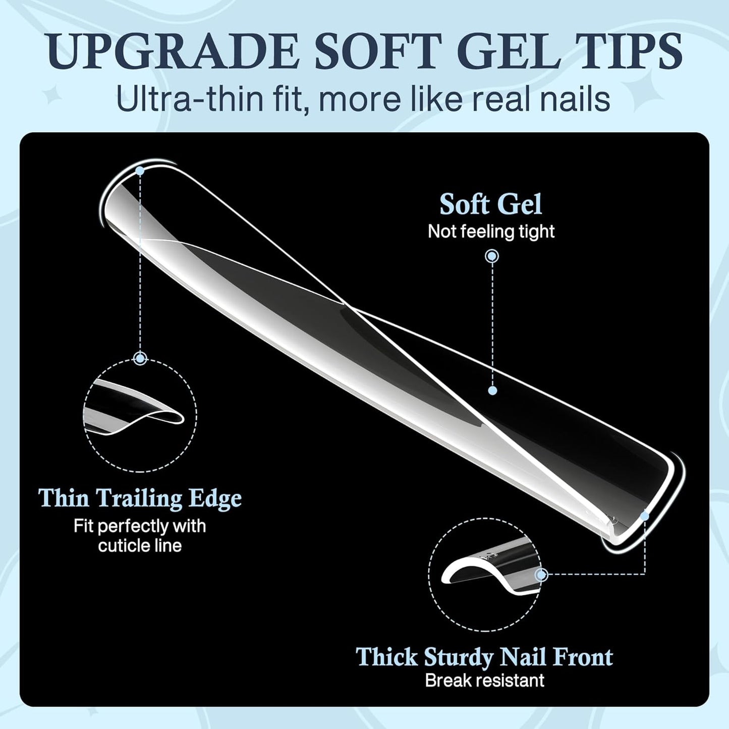 Extra Long Square Nail Tips, XXL 120Pcs 12 Sizes No C Curve Clear Acrylic Nails Straight Tapered Square Press on False Nail Tips for Nail Extension Nail Art Salon Home DIY