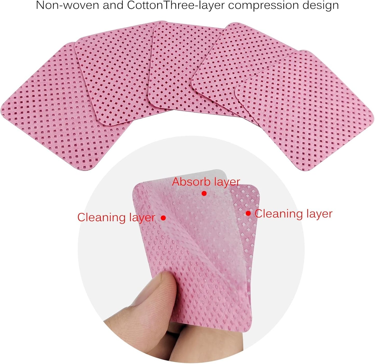 300 Pcs Lint Free Nail Wipes, Non-Woven Nail Polish Remover Pads Nail Polish Wipes for Nail Polish Removal Eyelash Extensions DIY Nail Art Supplies (Pink)