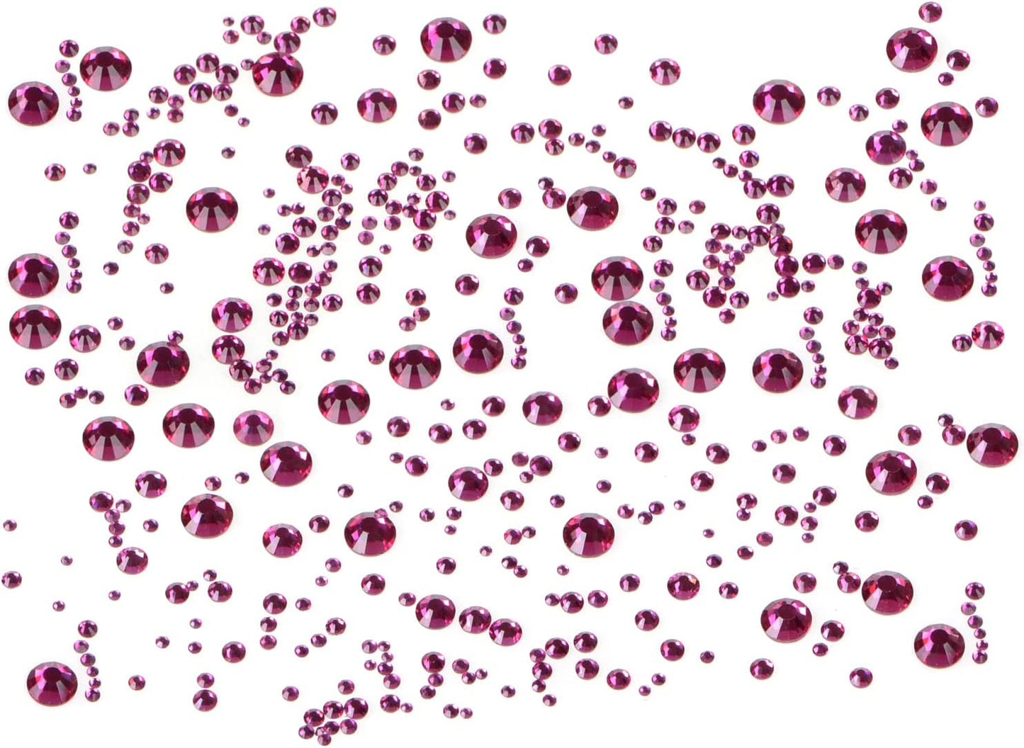 Bymitel 5000 Pieces 6 Mixed Sizes Glue Fix on Glass Rhinestones Round Crystal Gems Flatback for DIY Jewelry Making with one Picking Pen(6-Sizes 5000PCS, Fuchsia)