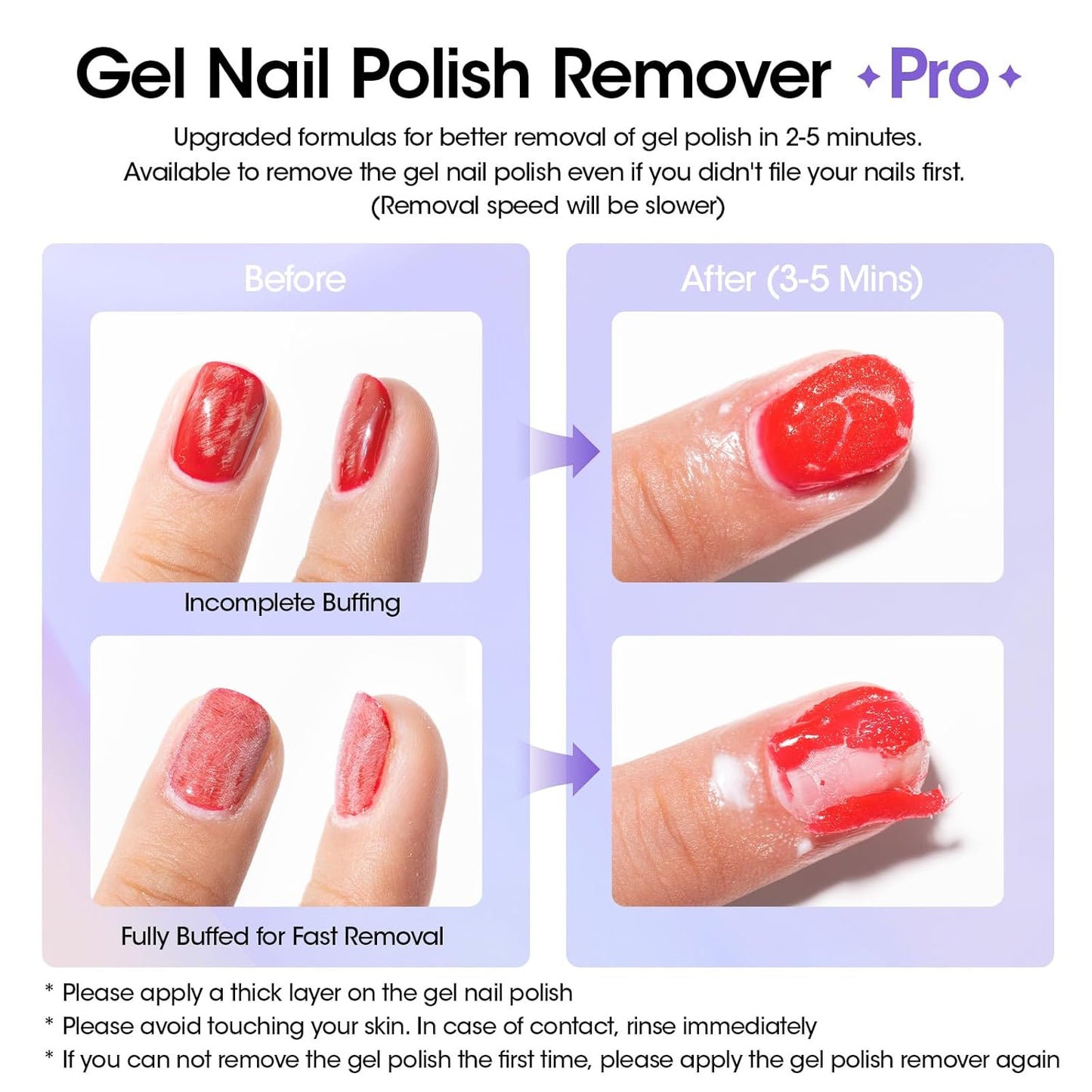 Gellen Gel Nail Polish Remover, Gel Polish Remover for Nails Quickly in 2-5 Minutes, No Soaking Wrapping Needed, Professional Gel Nail Remover Pro, Don't Hurt Nails