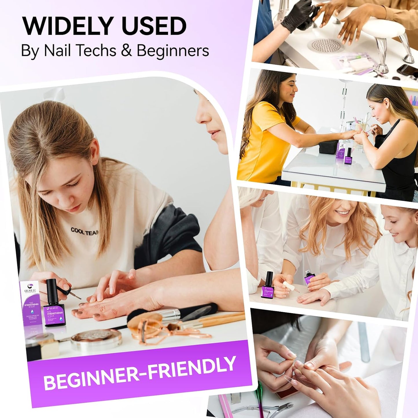 Gelike EC Pro Nail Glue & Strengthener: Clear 6-in-1 Nail Adhesive for Repair - Strengthening & Protein Repair - Perfect for Home & Salon Use - UV Needed