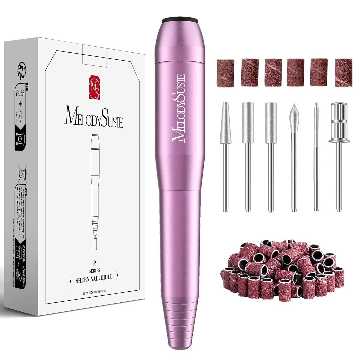 MelodySusie Pen-Shaped Portable USB Nail Drill, PC120I 20000RPM Electric Nail File with Compact Design for All Nail Care, Manicure Polishing, Shaping & Gel Removal at Home for Beginners