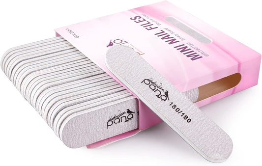 25PCS Mini Size PANA Professional Double Sided Nail Files - Zebra, 180/180 Grit - Emery Board Nail Buffering File Manicure Pedicure Nail Polisher Washable