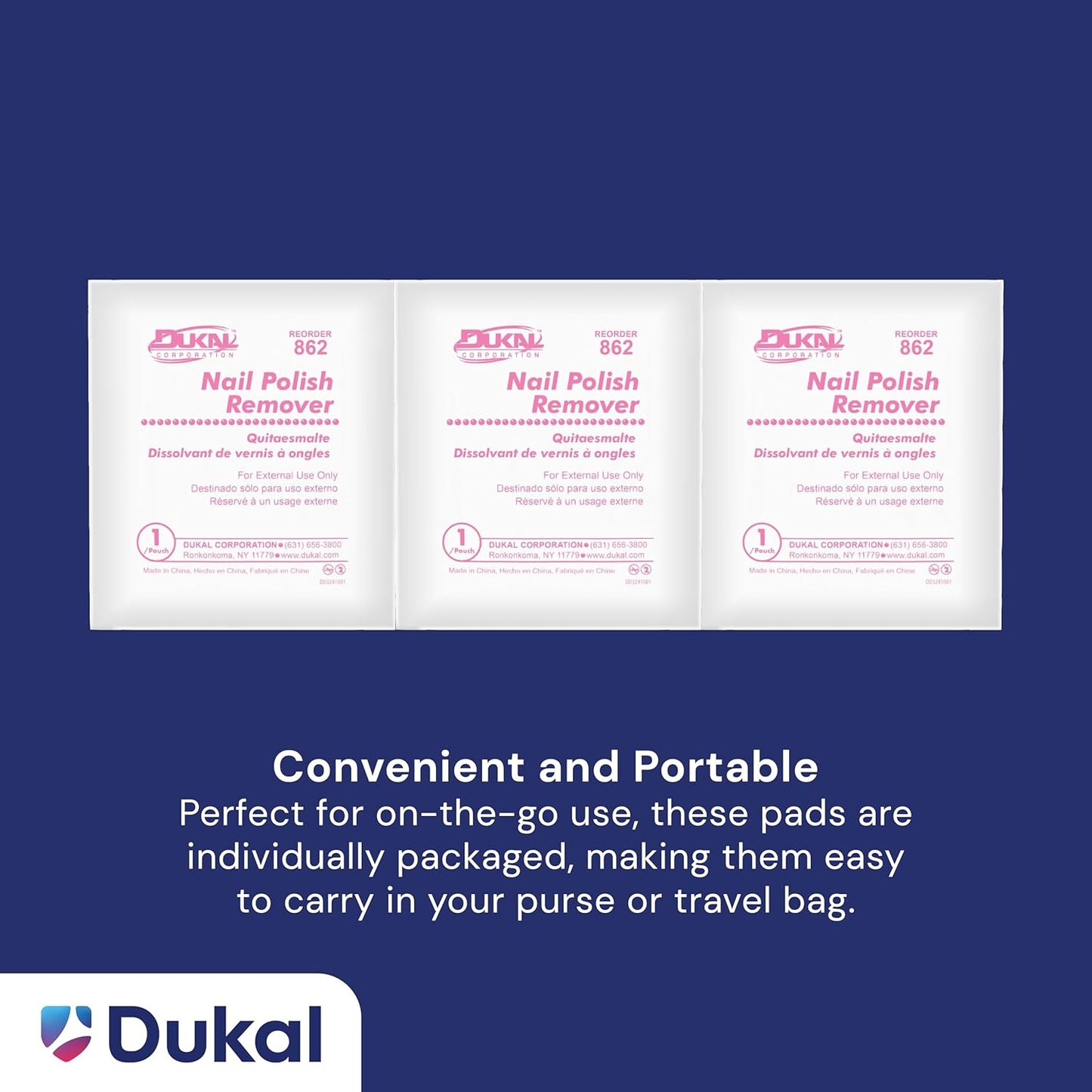 Dukal Nail Polish Remover Pads. Pack of 100 Acetone Free Remover Wipes. 2-ply Saturated Pads. Cleansing Pads. Nail Wipes. Nail Gel Remover Pads. Individually Packaged, 862